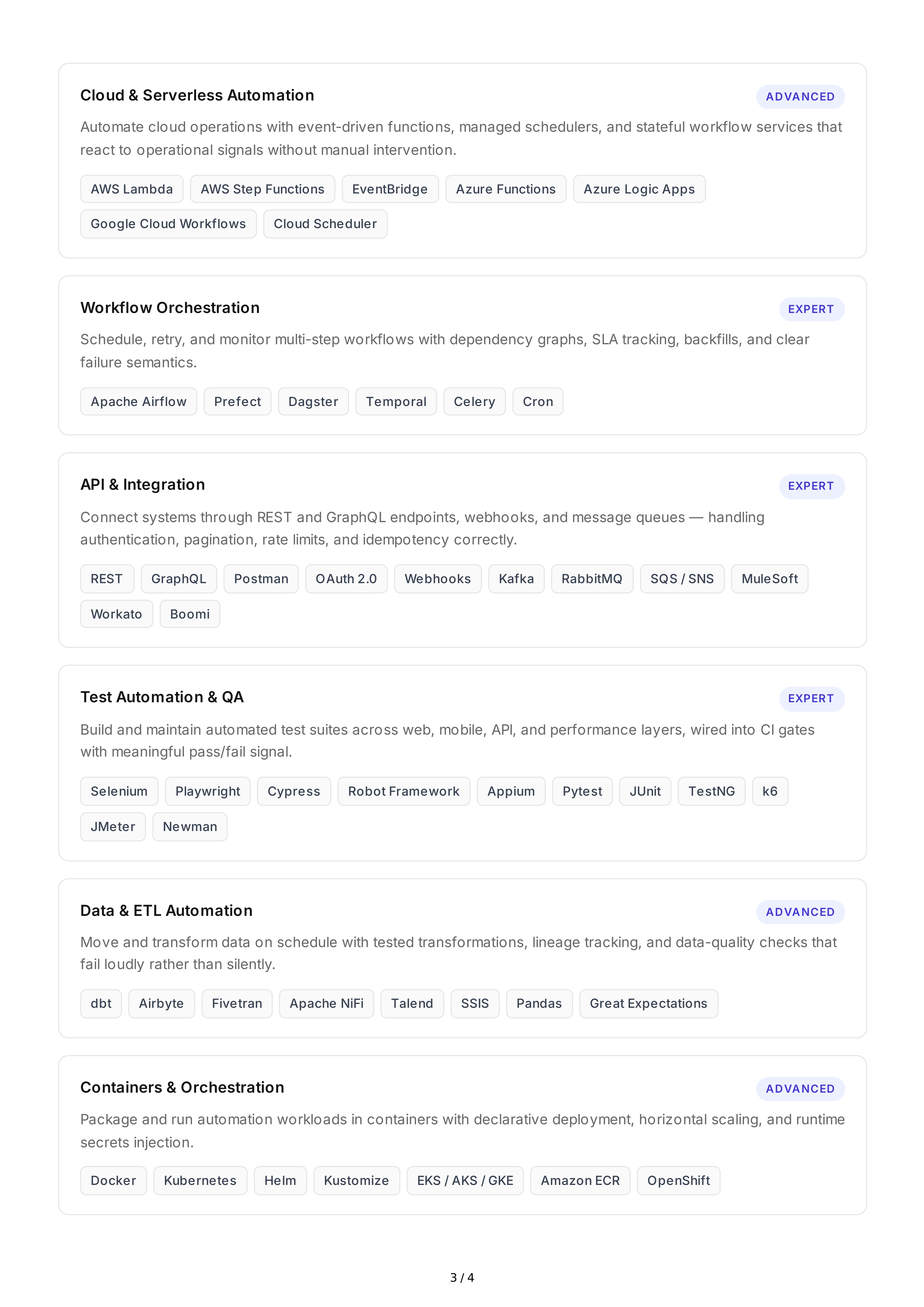 Automation Technical Skills — page 3