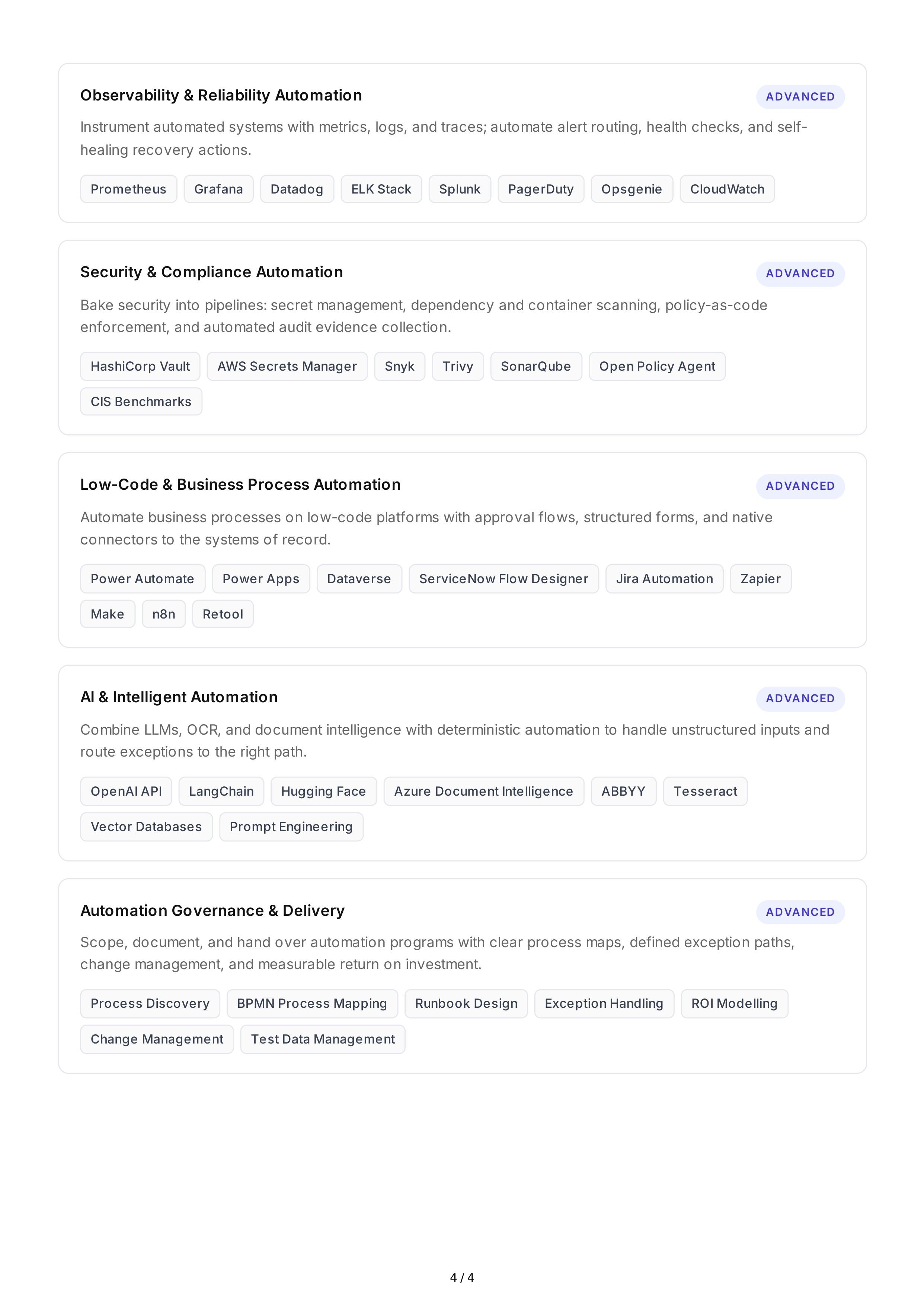 Automation Technical Skills — page 4