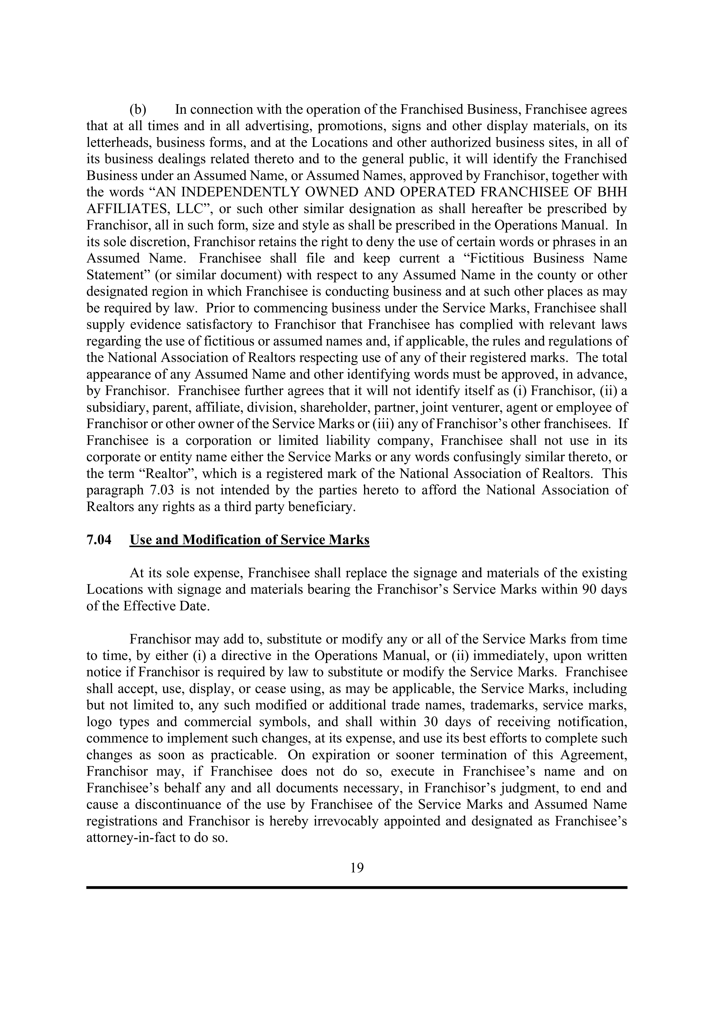BERKSHIRE HATHAWAY HOMESERVICES FRANCHISE AGREEMENT — page 23