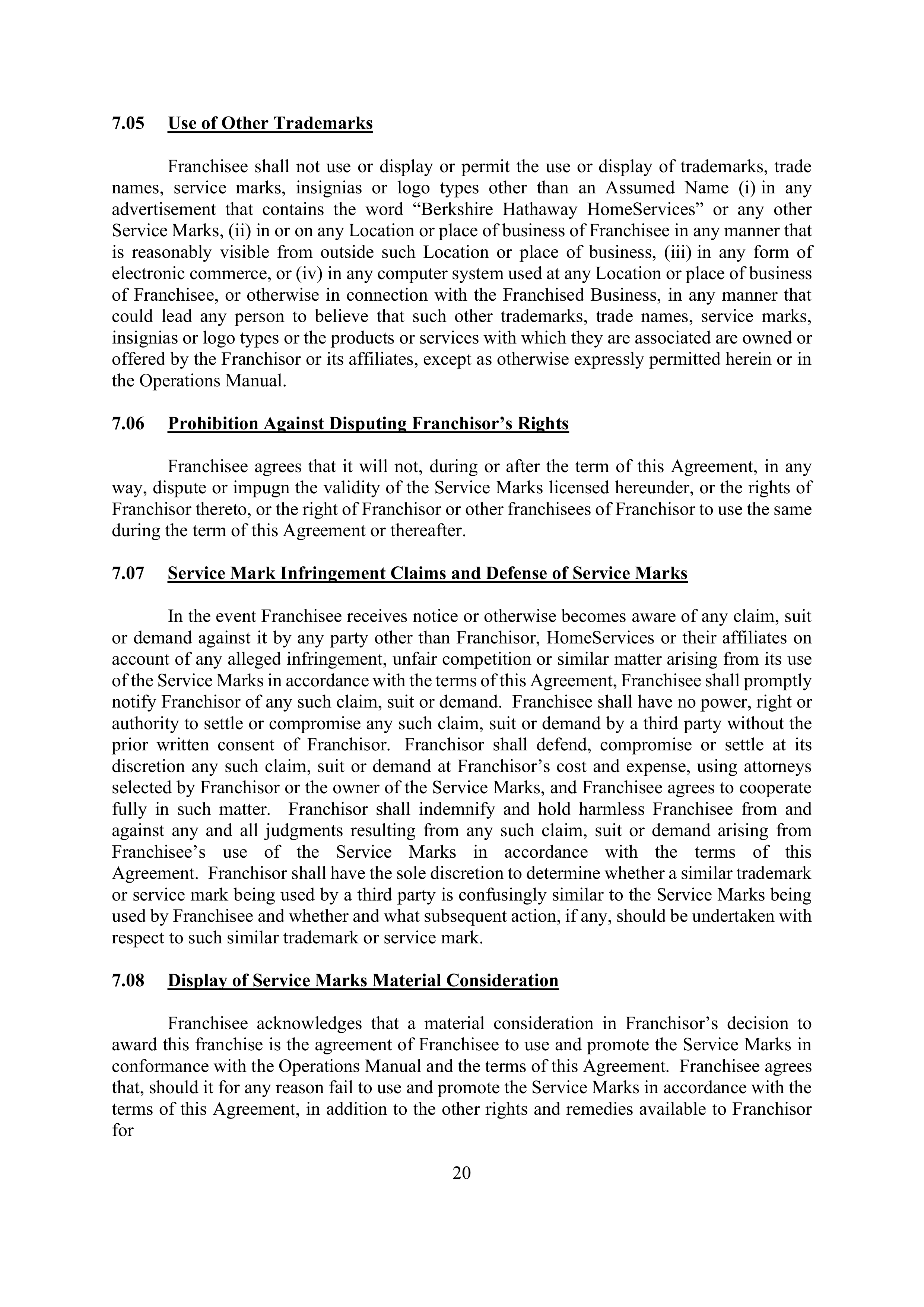 BERKSHIRE HATHAWAY HOMESERVICES FRANCHISE AGREEMENT — page 24