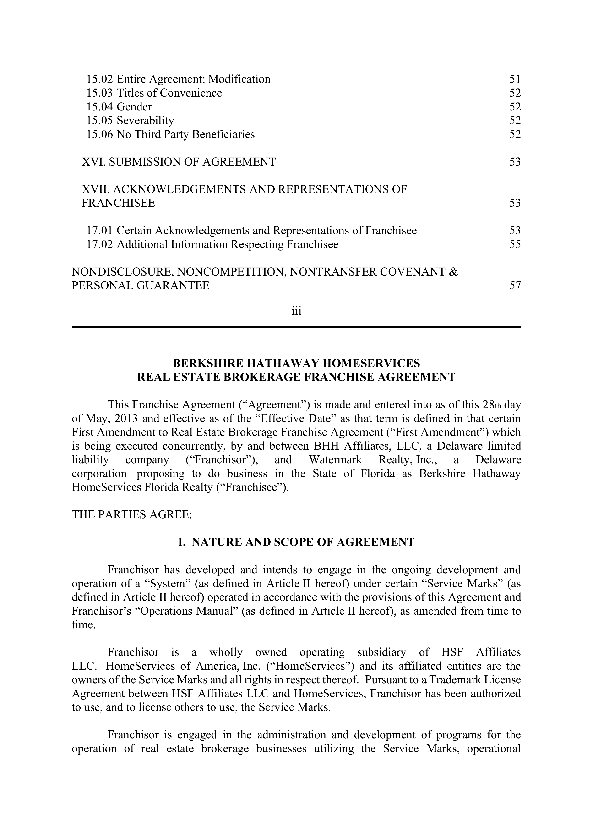 BERKSHIRE HATHAWAY HOMESERVICES FRANCHISE AGREEMENT — page 4