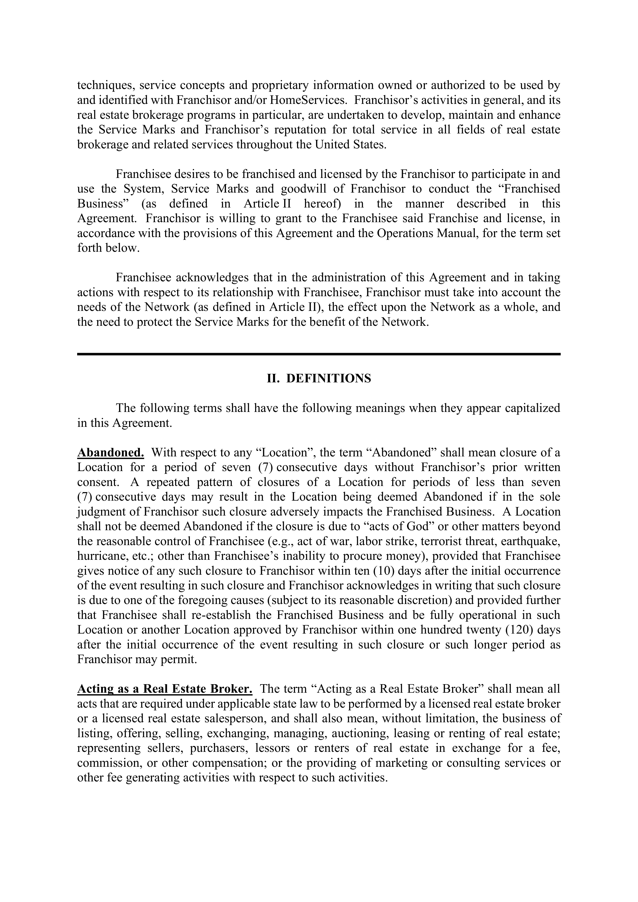 BERKSHIRE HATHAWAY HOMESERVICES FRANCHISE AGREEMENT — page 5