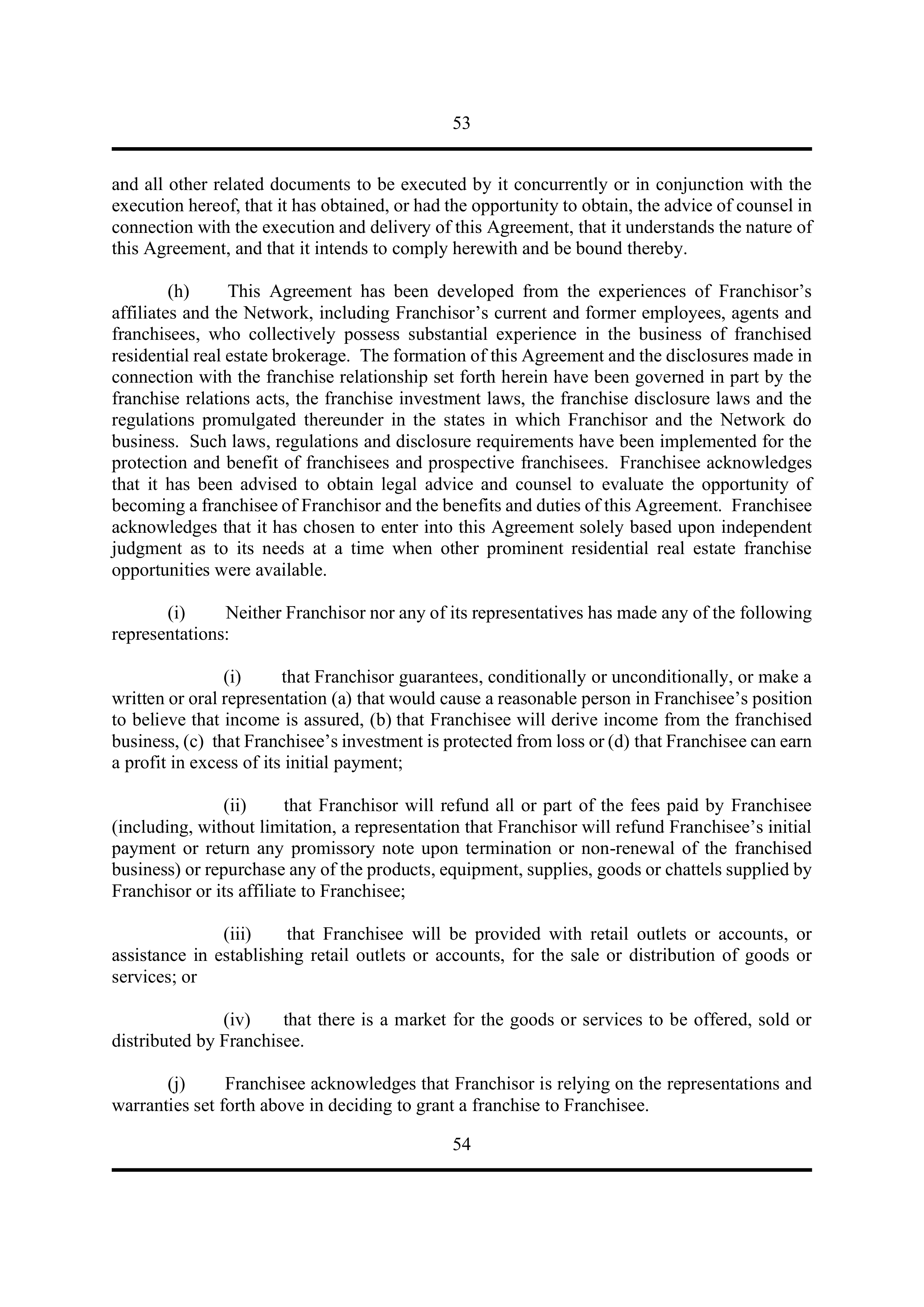 BERKSHIRE HATHAWAY HOMESERVICES FRANCHISE AGREEMENT — page 61