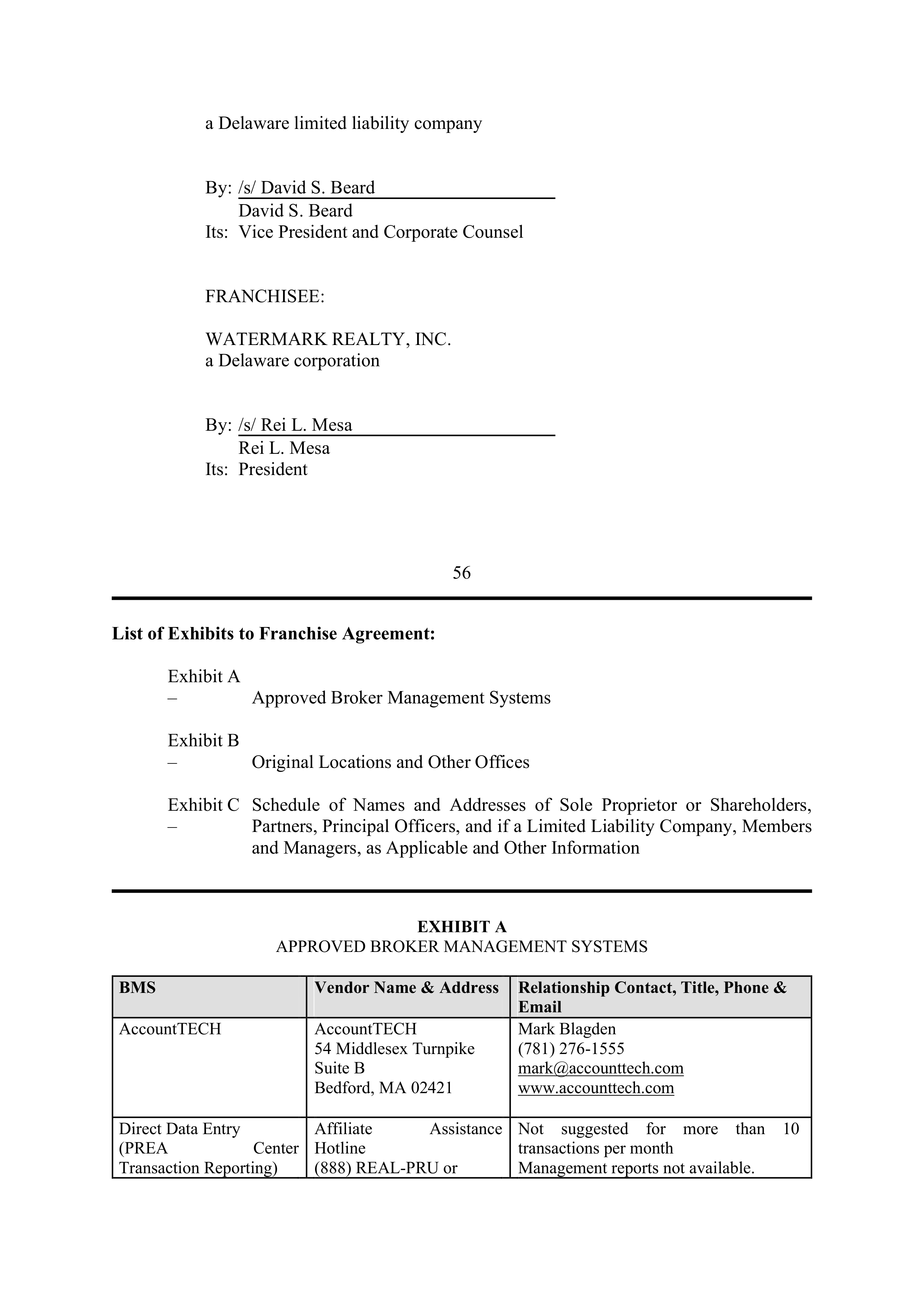 BERKSHIRE HATHAWAY HOMESERVICES FRANCHISE AGREEMENT — page 63