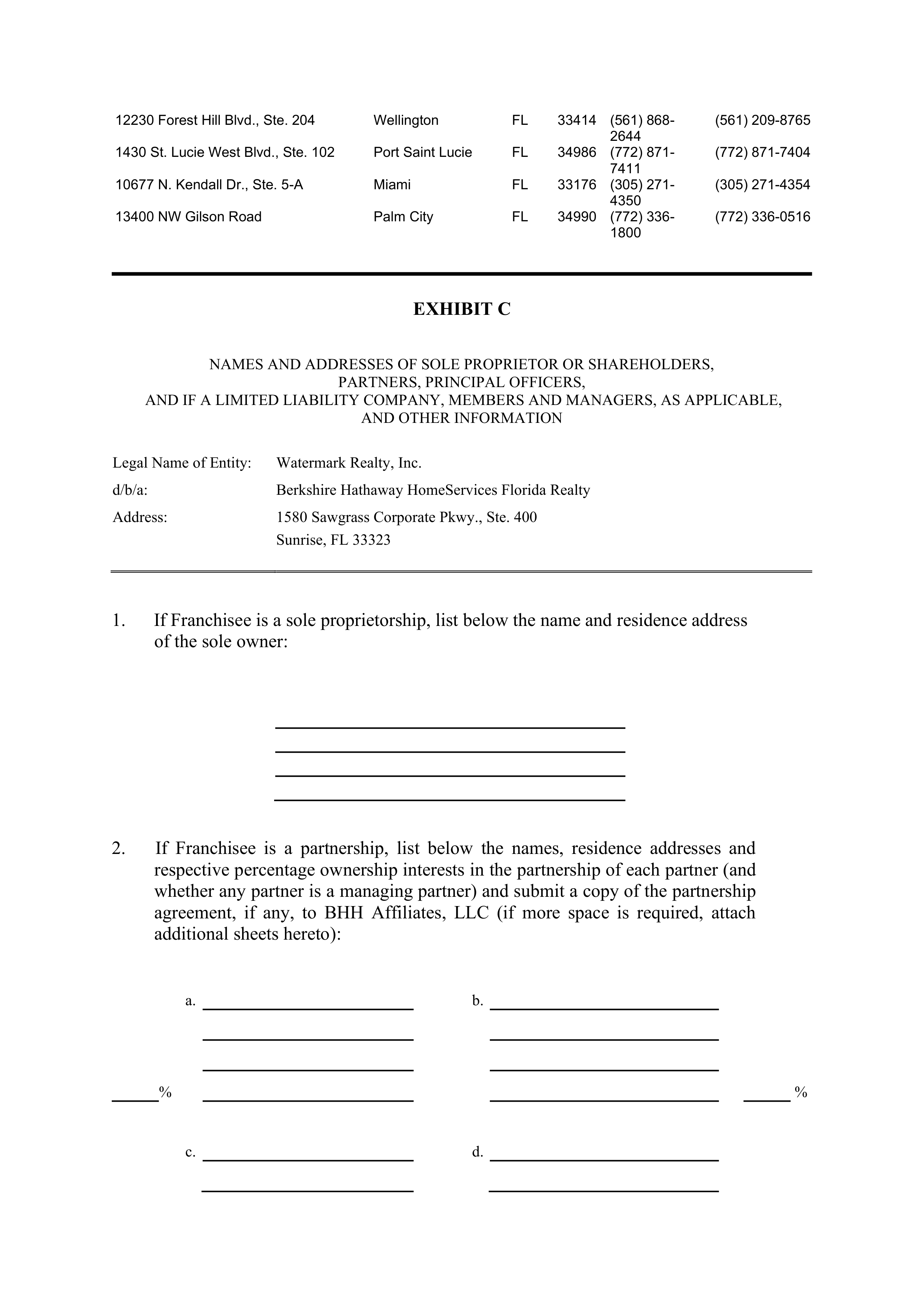 BERKSHIRE HATHAWAY HOMESERVICES FRANCHISE AGREEMENT — page 66