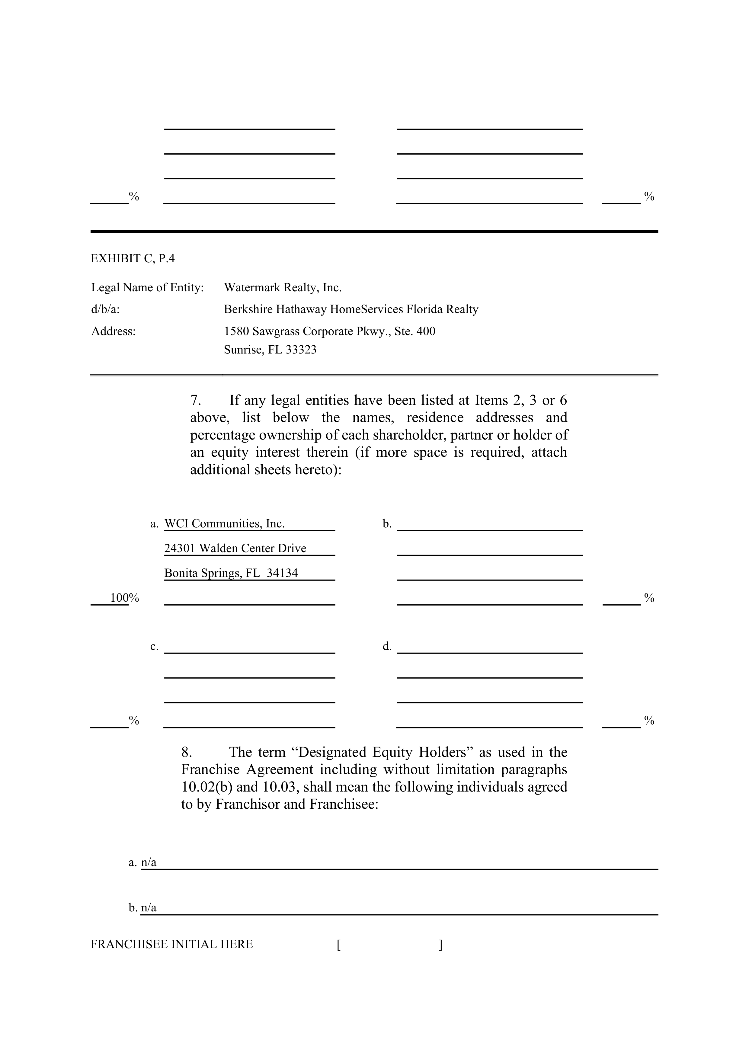 BERKSHIRE HATHAWAY HOMESERVICES FRANCHISE AGREEMENT — page 70