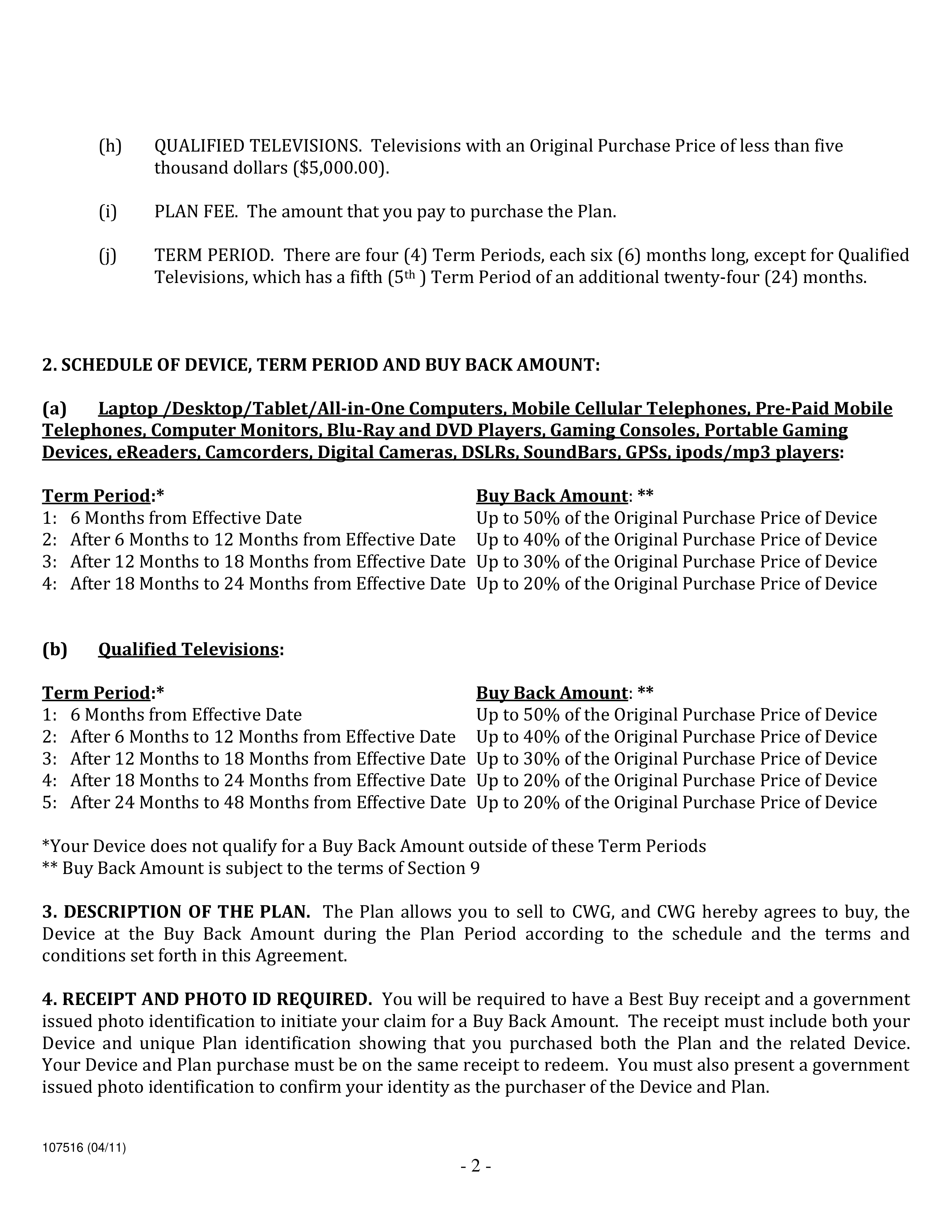 BEST BUY BACK PROGRAM AGREEMENT — page 2