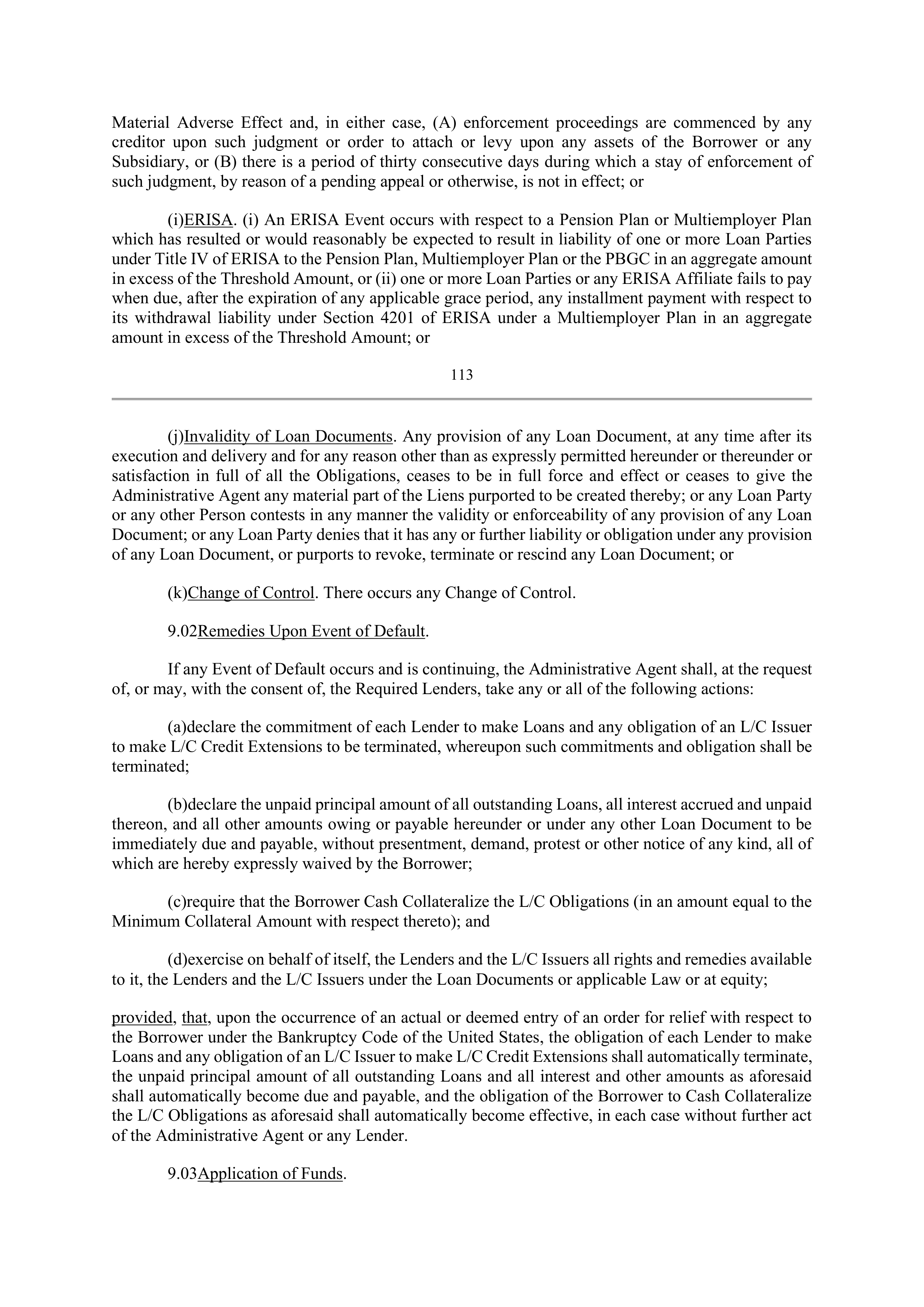 Bank of America Corporation Credit Agreement — page 111