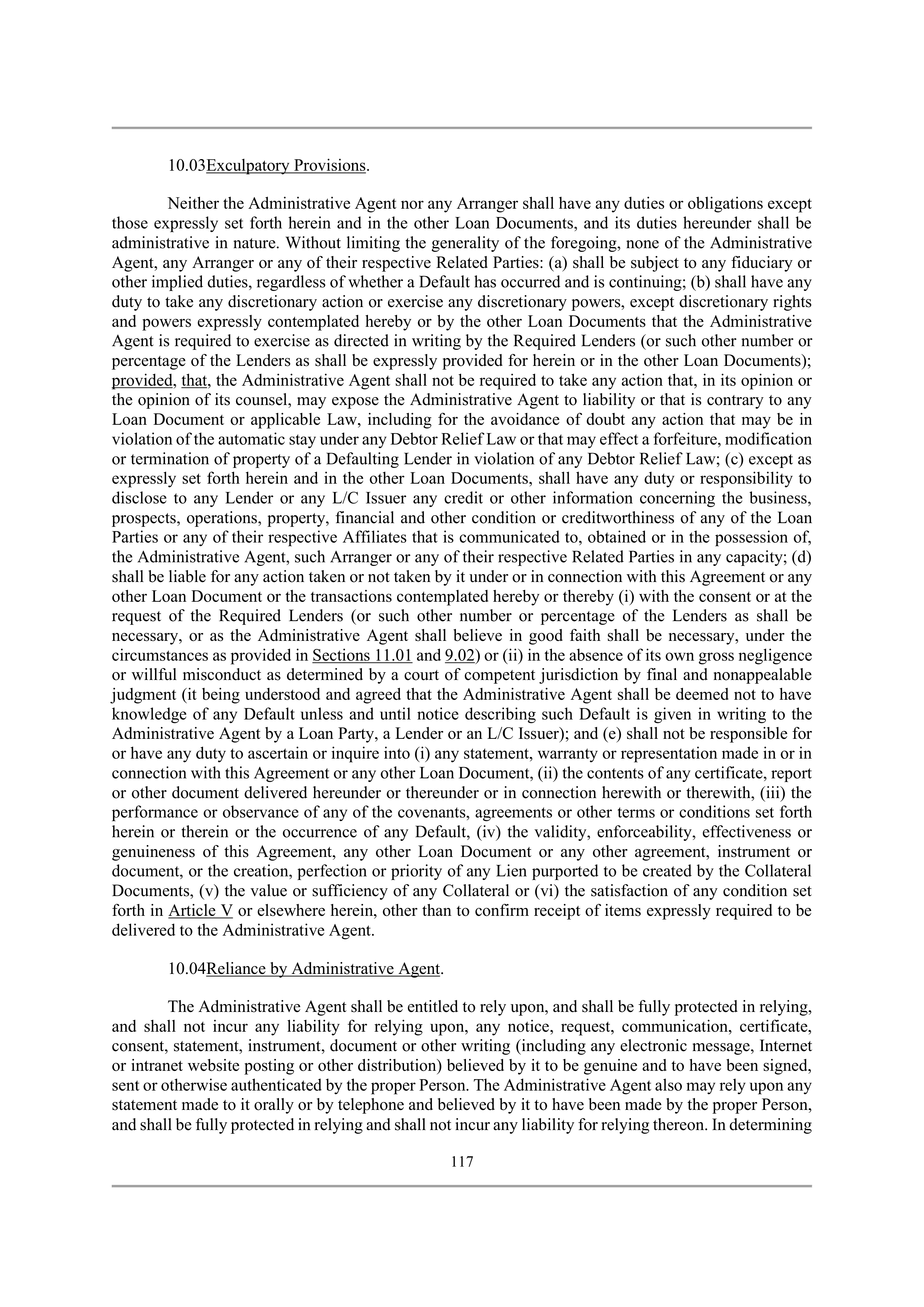 Bank of America Corporation Credit Agreement — page 114