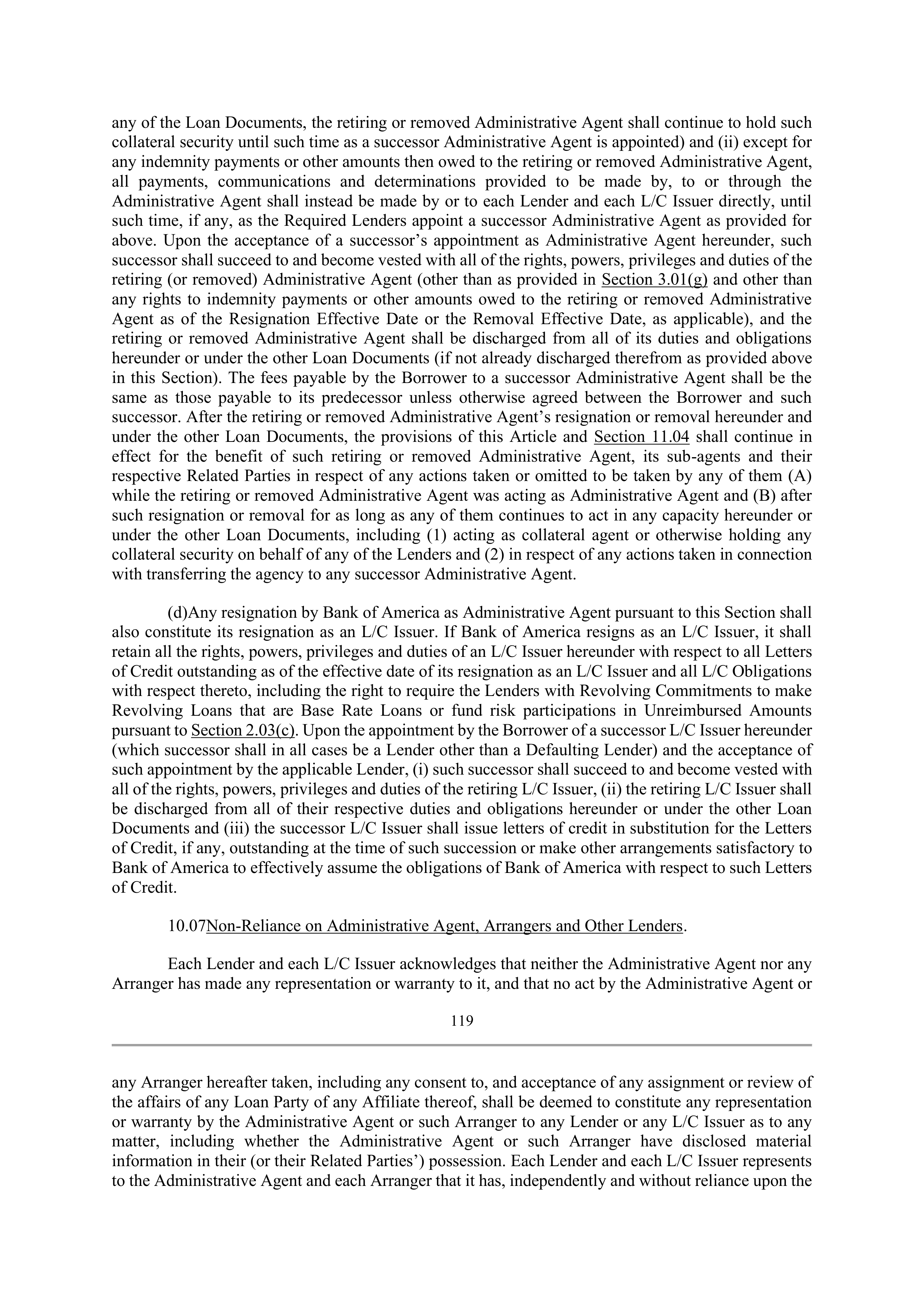 Bank of America Corporation Credit Agreement — page 116