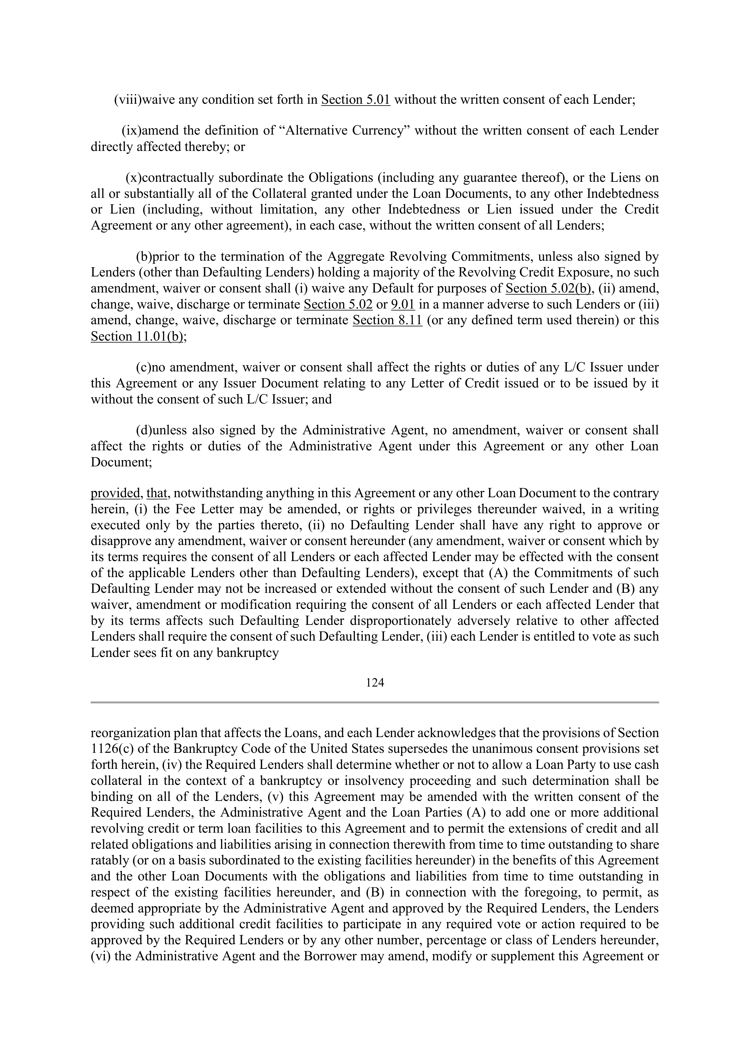 Bank of America Corporation Credit Agreement — page 121
