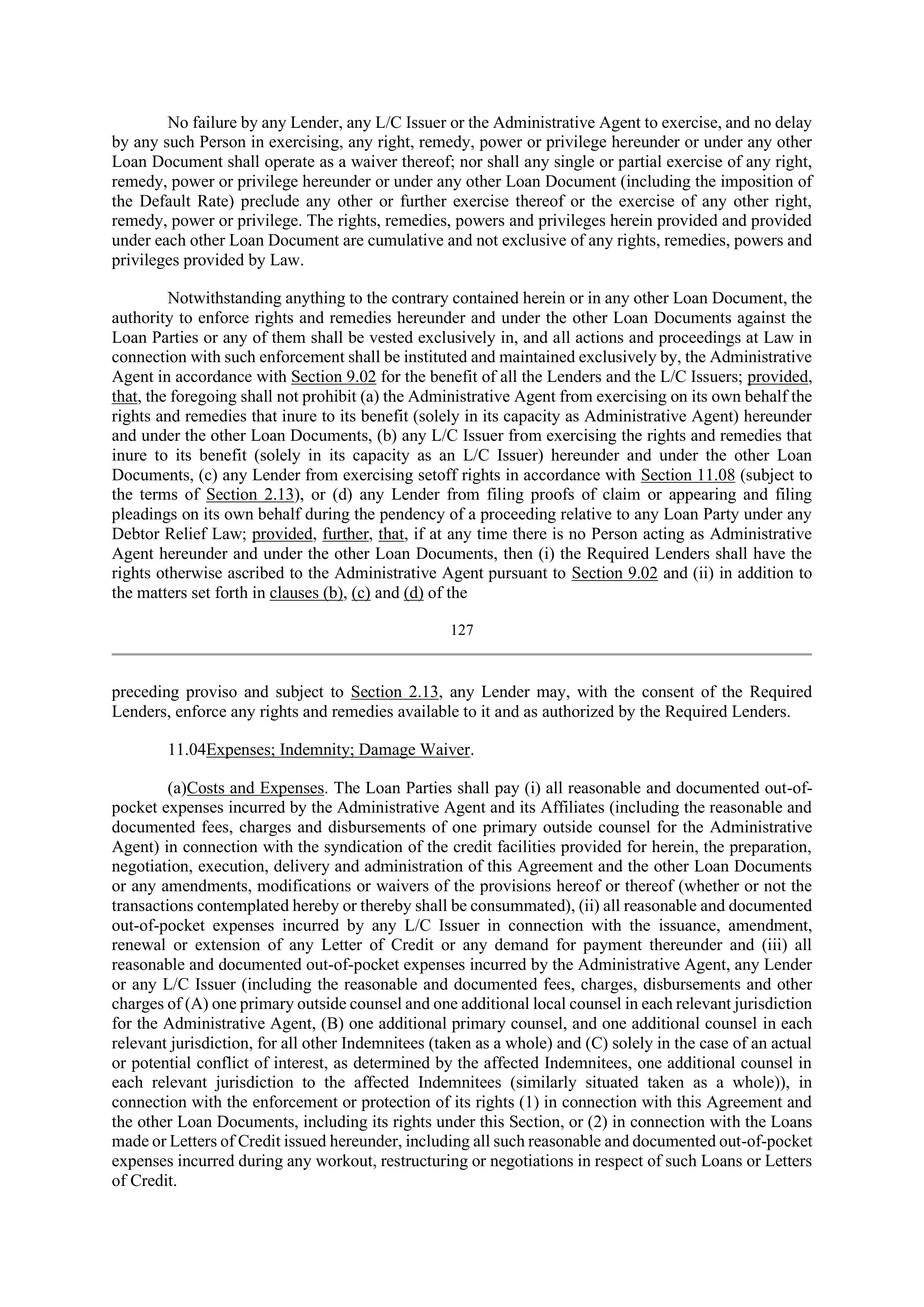 Bank of America Corporation Credit Agreement — page 124