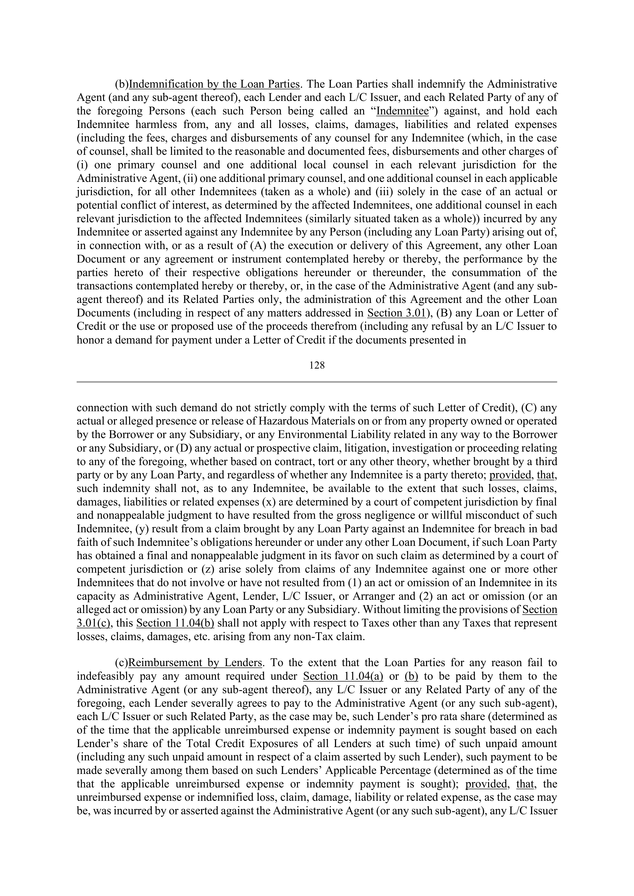 Bank of America Corporation Credit Agreement — page 125