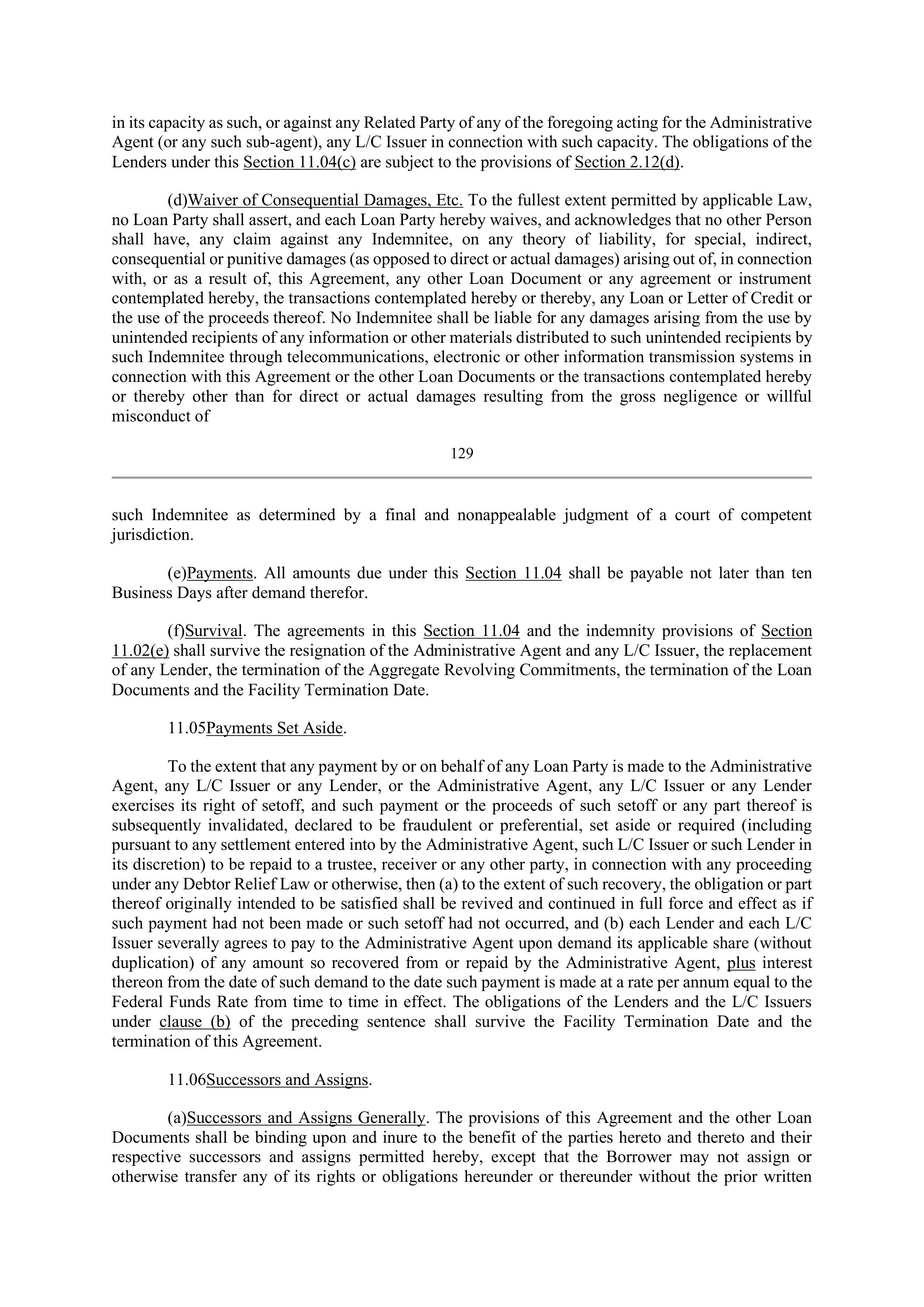 Bank of America Corporation Credit Agreement — page 126