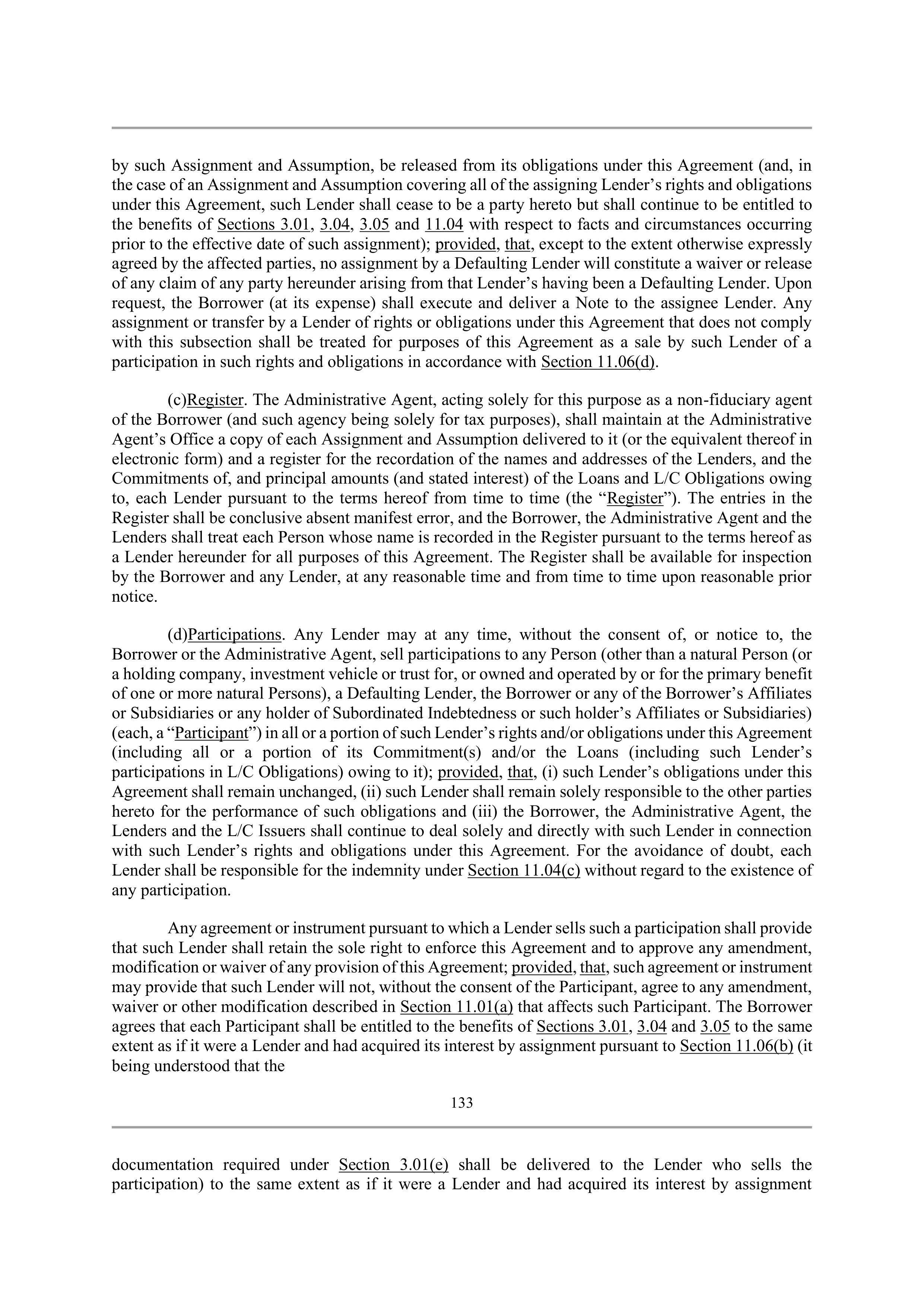 Bank of America Corporation Credit Agreement — page 129