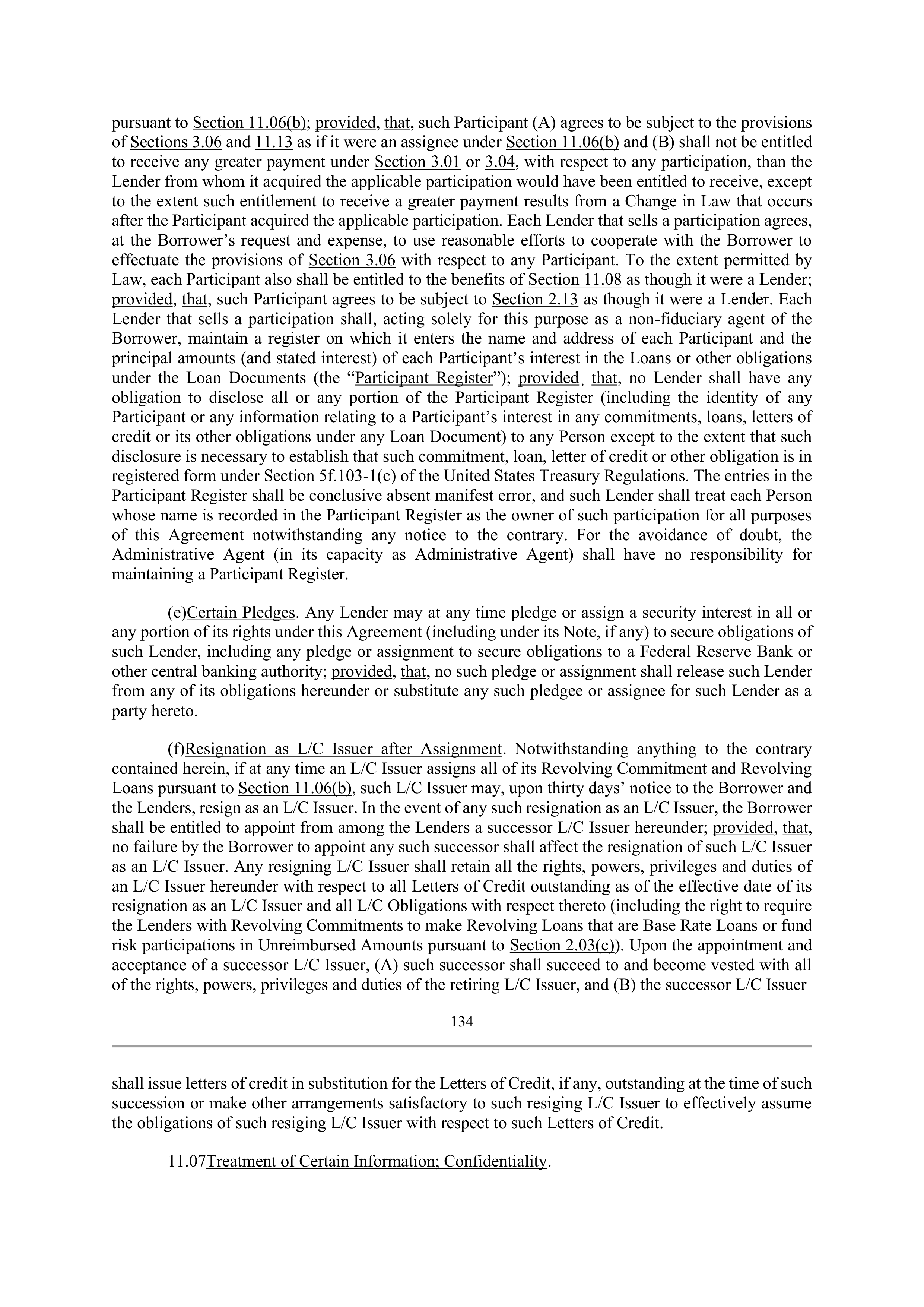 Bank of America Corporation Credit Agreement — page 130