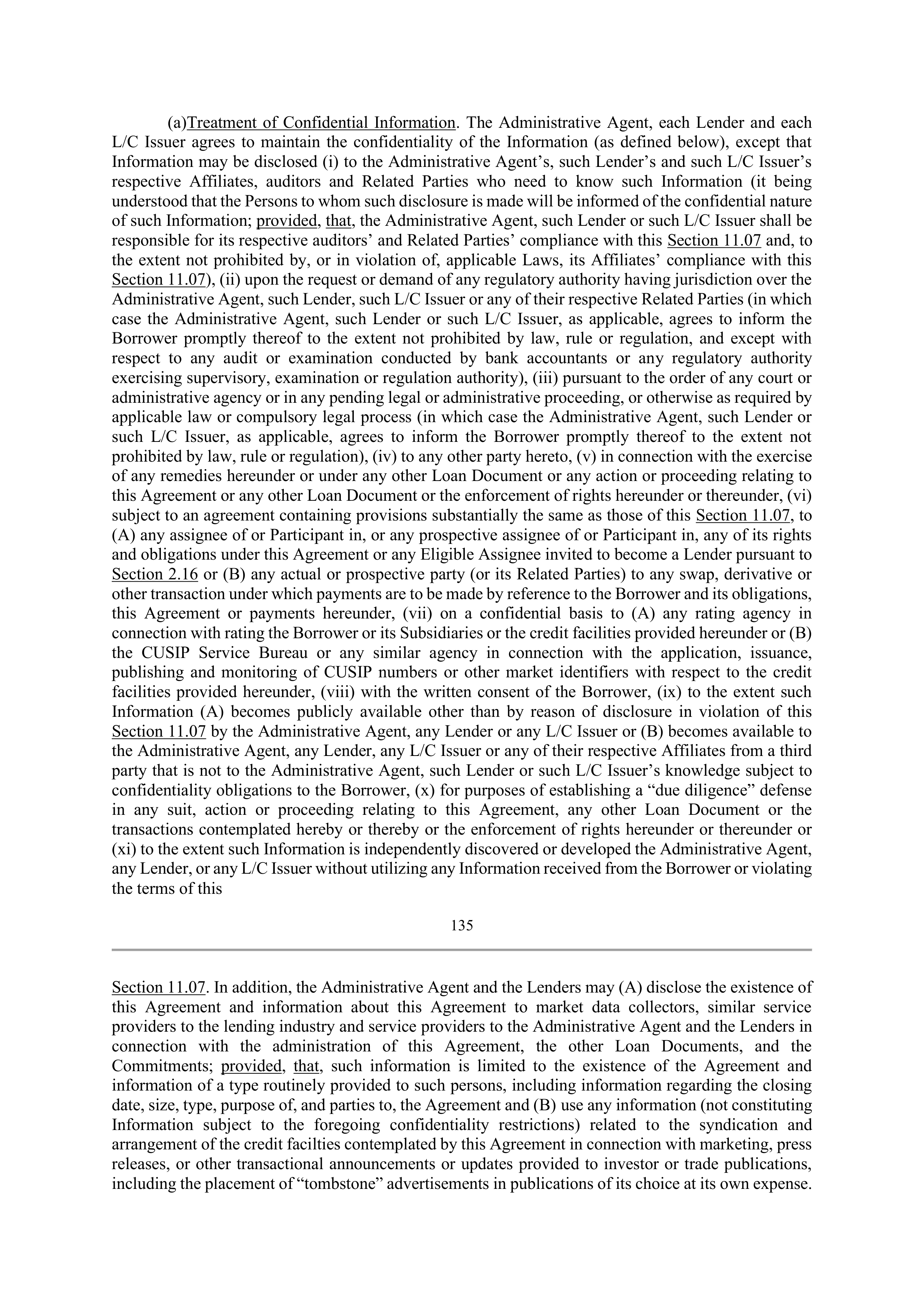 Bank of America Corporation Credit Agreement — page 131