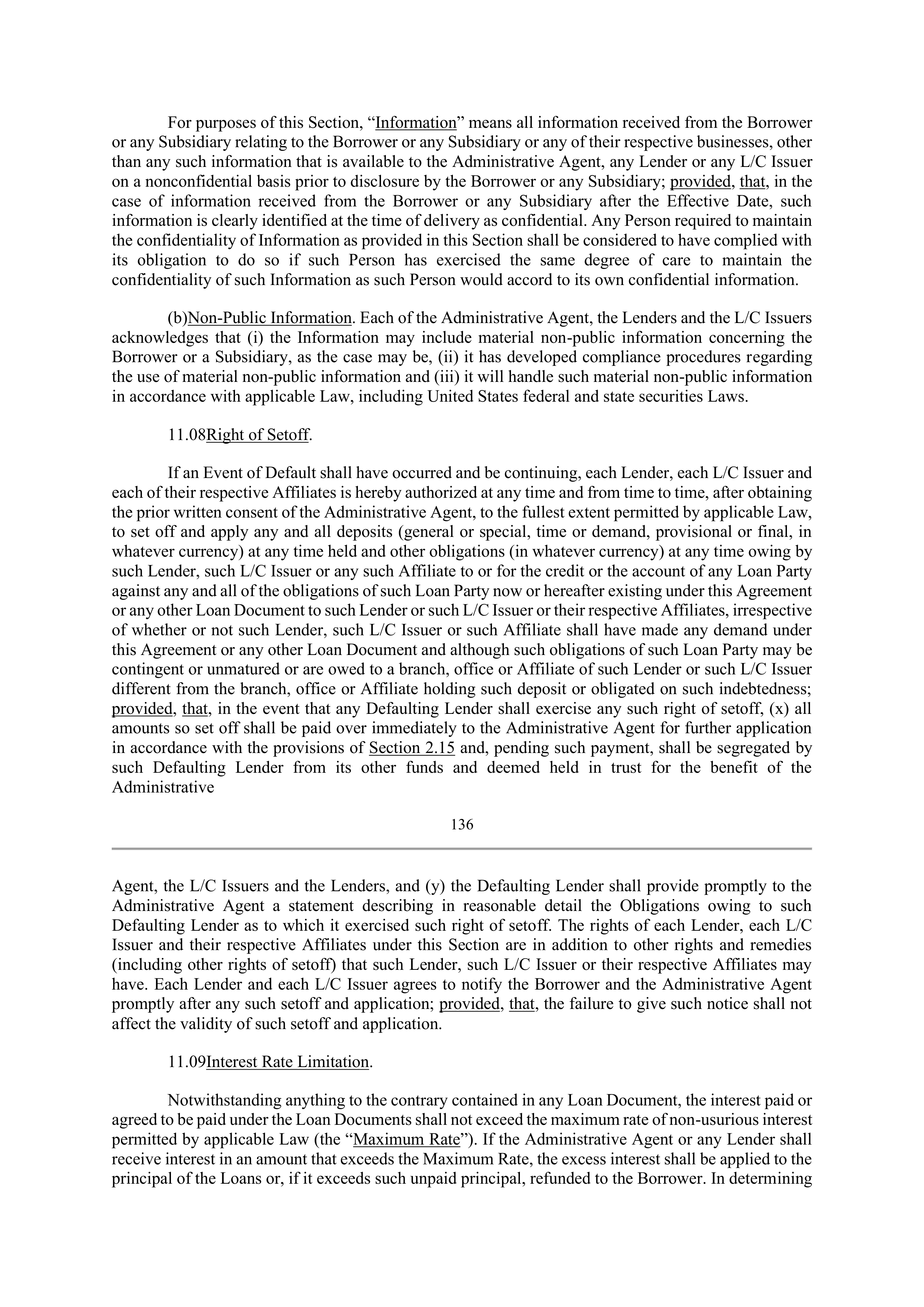 Bank of America Corporation Credit Agreement — page 132