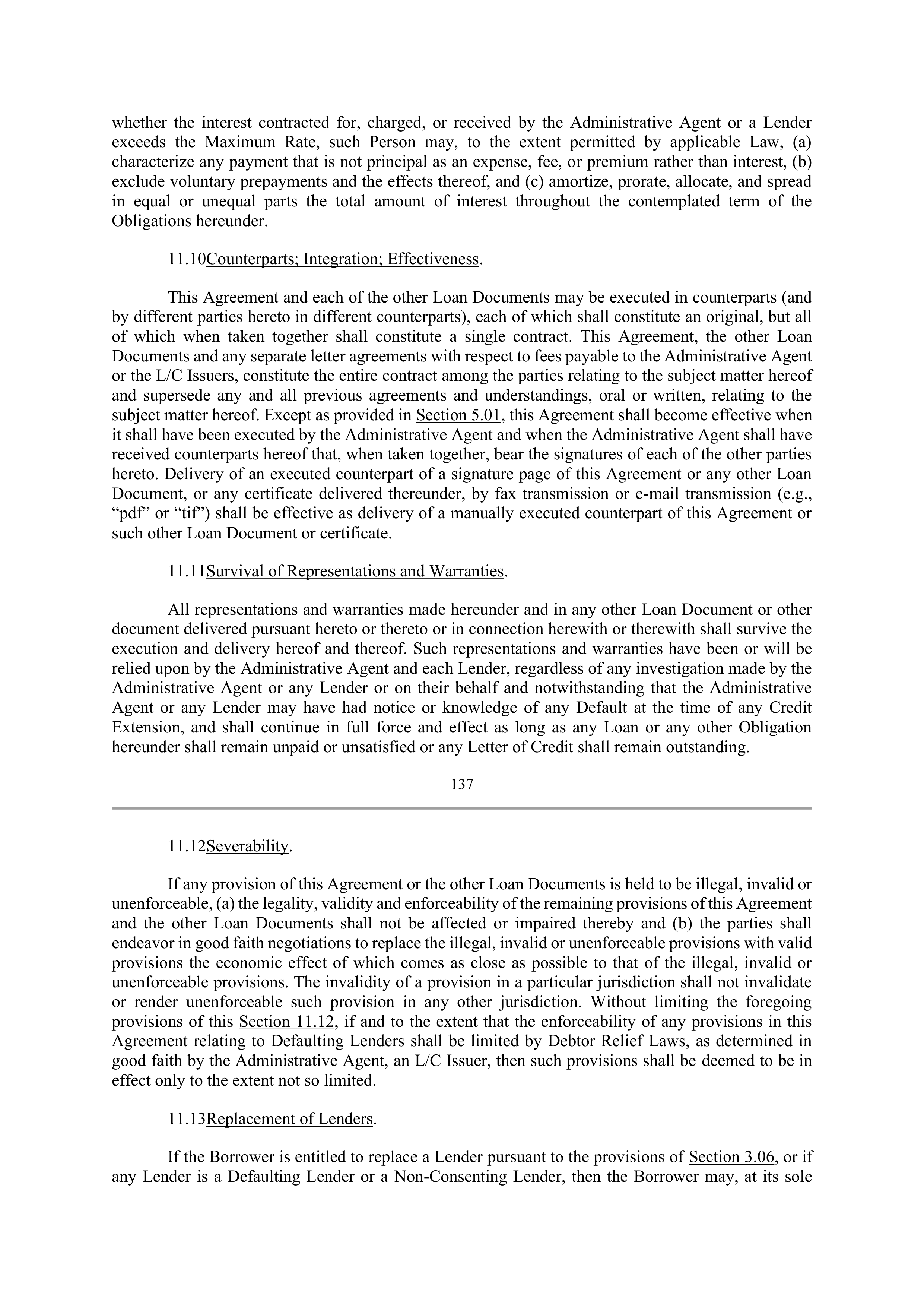Bank of America Corporation Credit Agreement — page 133