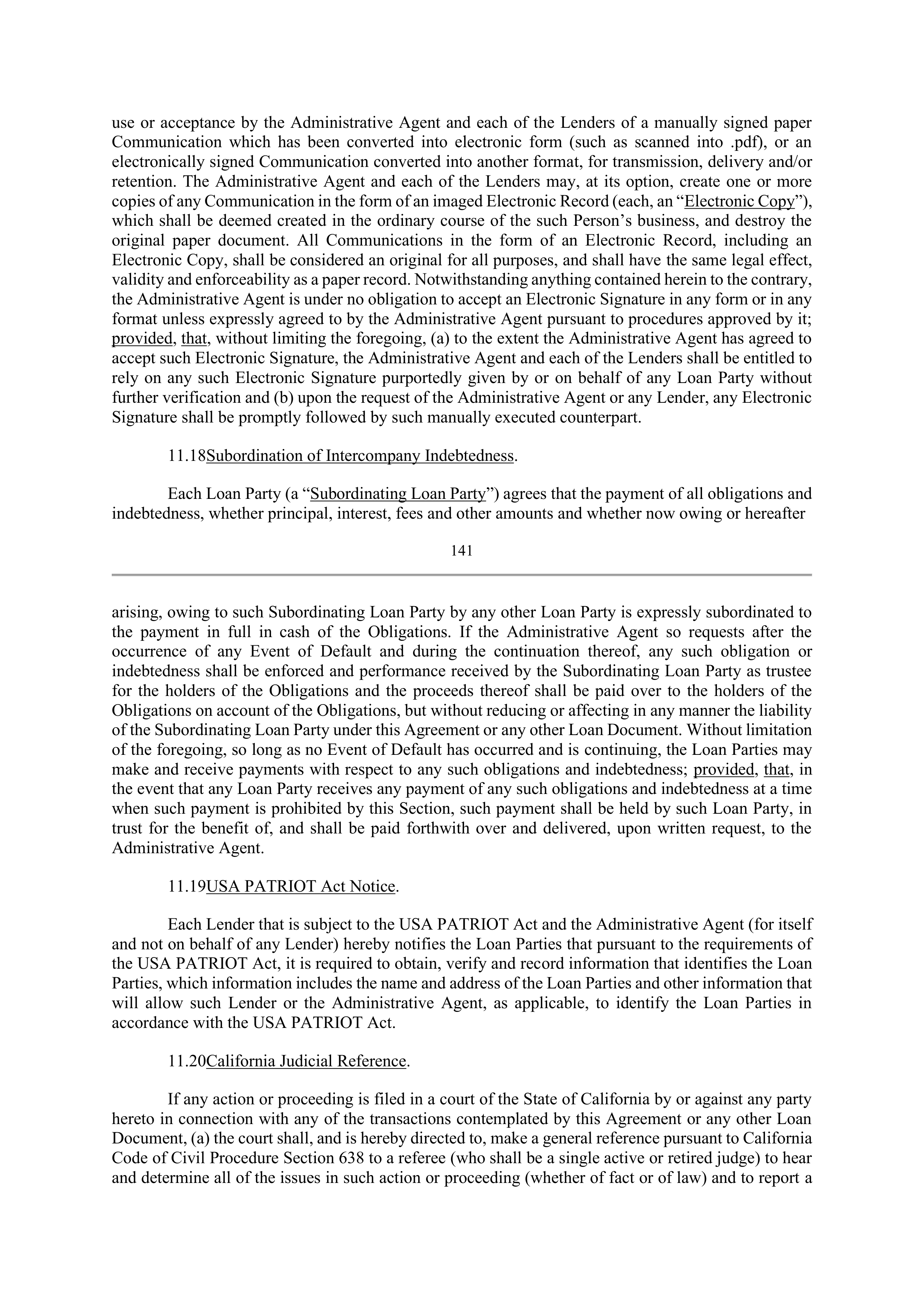 Bank of America Corporation Credit Agreement — page 137
