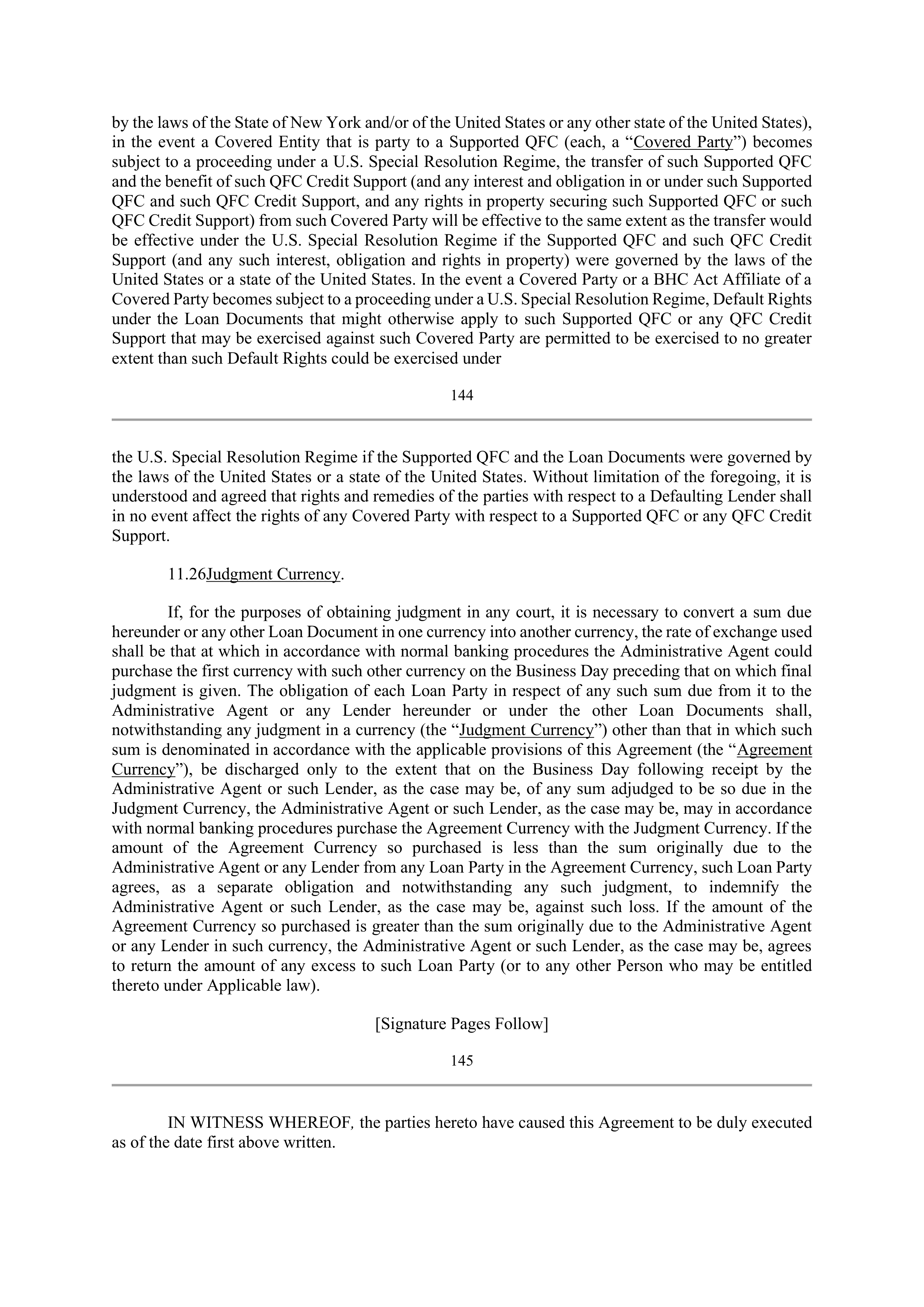 Bank of America Corporation Credit Agreement — page 140