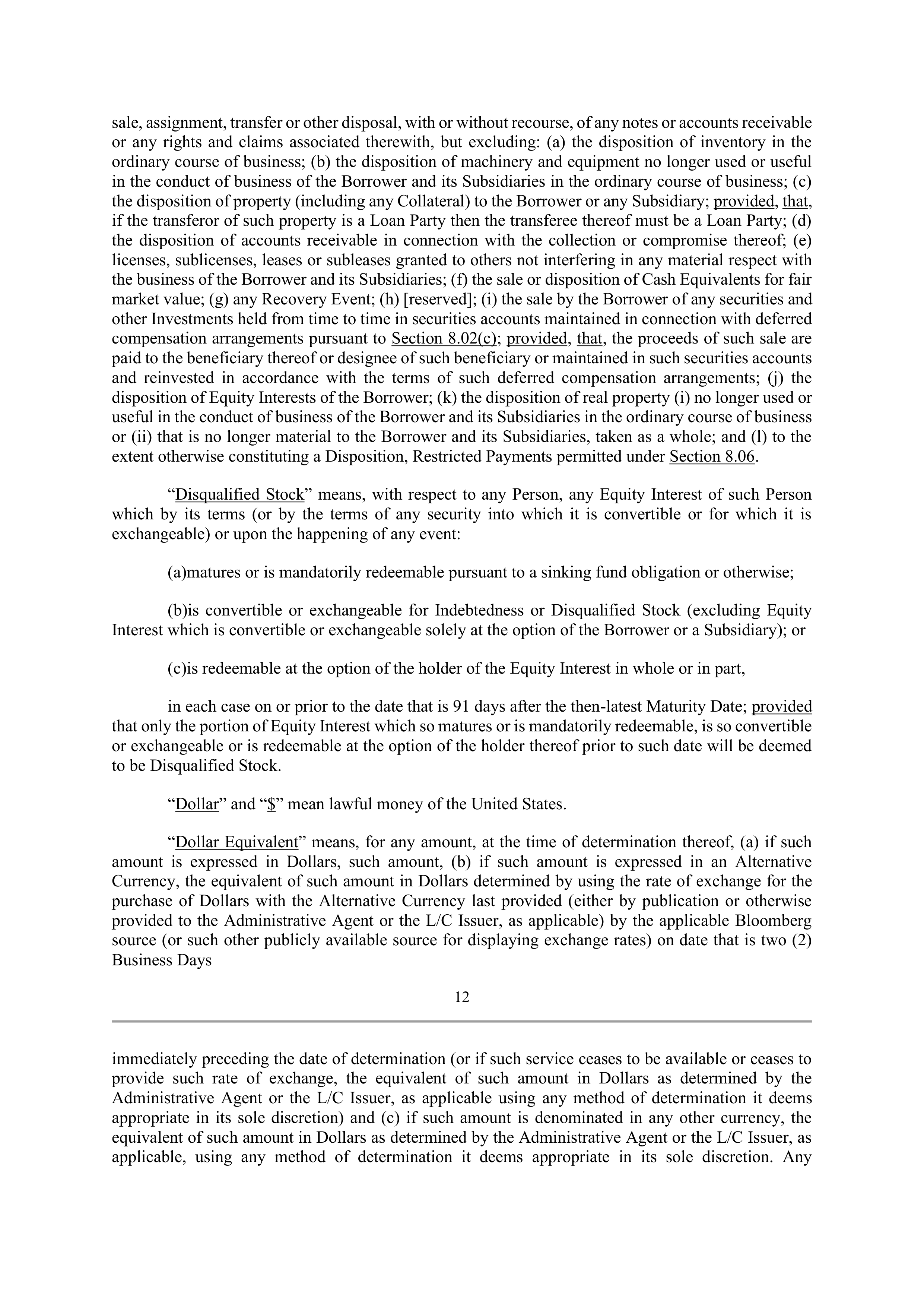Bank of America Corporation Credit Agreement — page 17