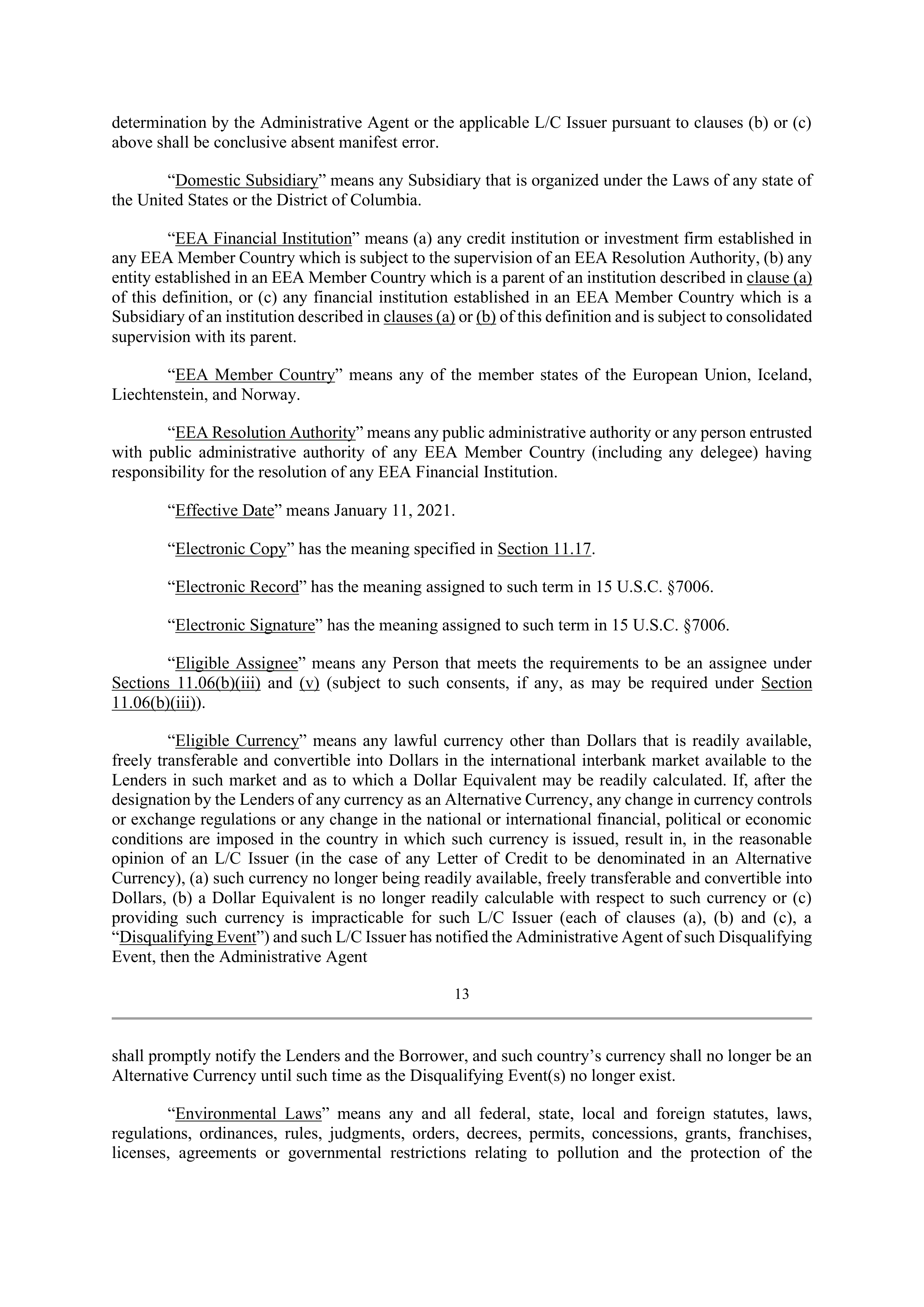 Bank of America Corporation Credit Agreement — page 18