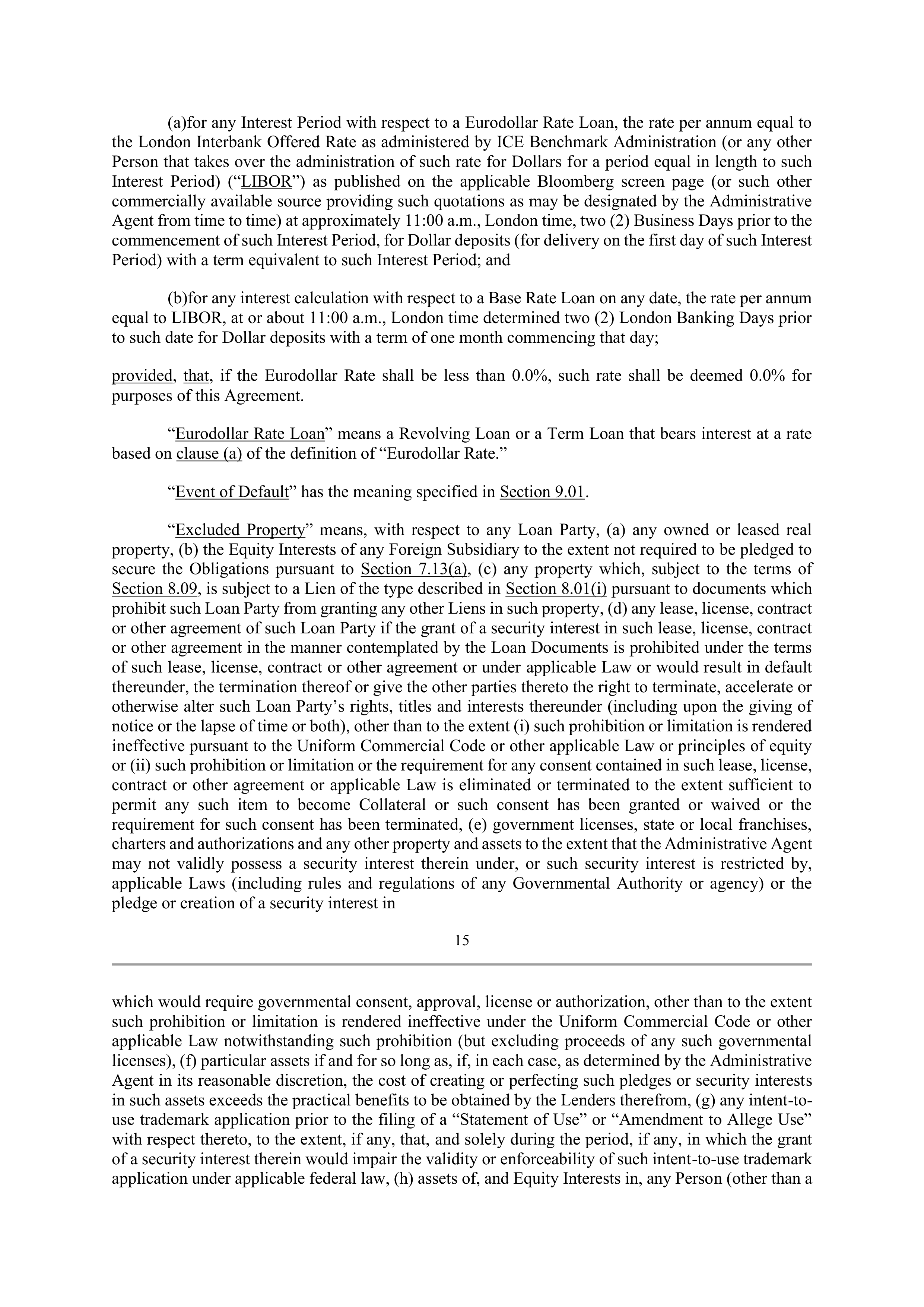 Bank of America Corporation Credit Agreement — page 20