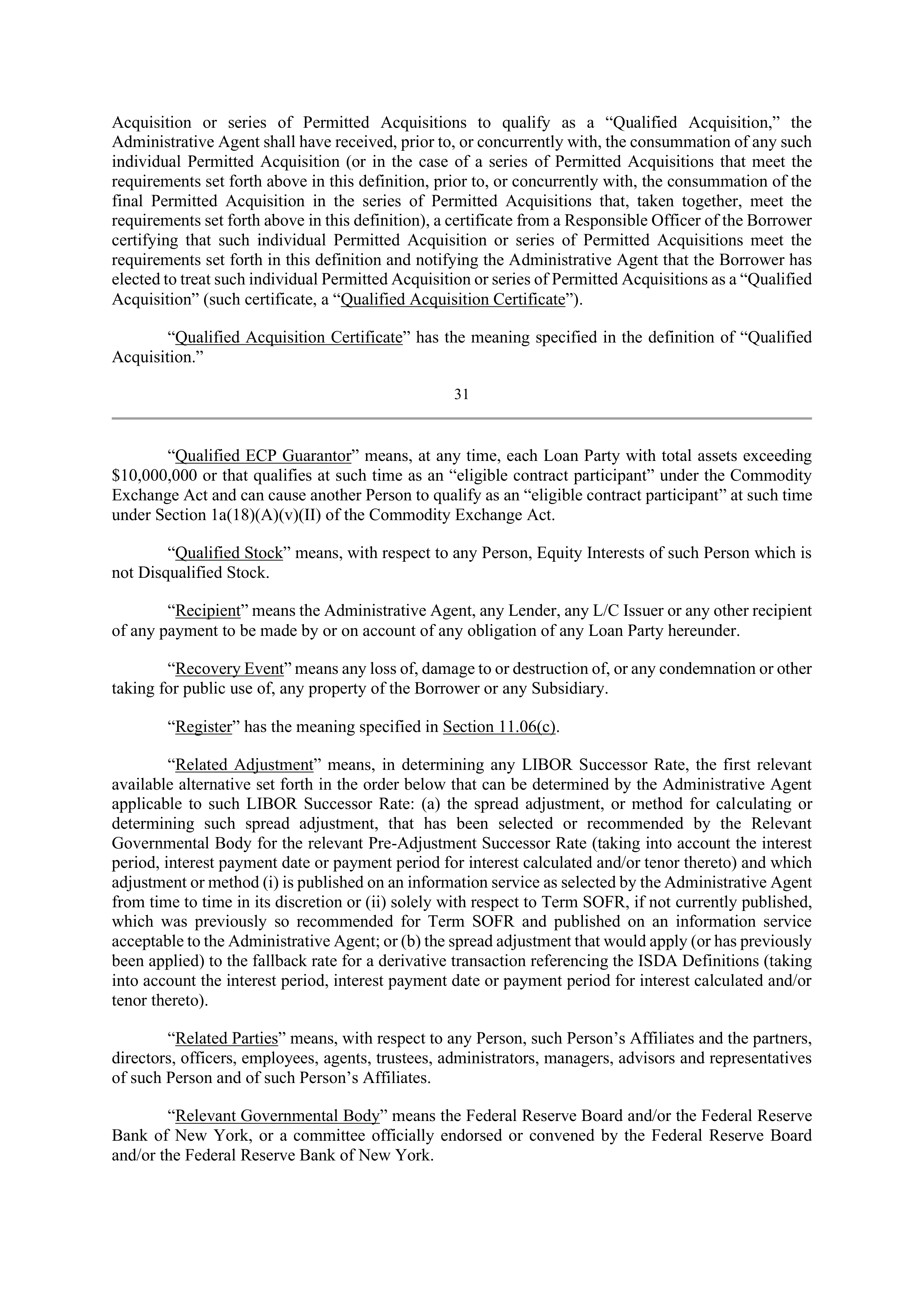 Bank of America Corporation Credit Agreement — page 36