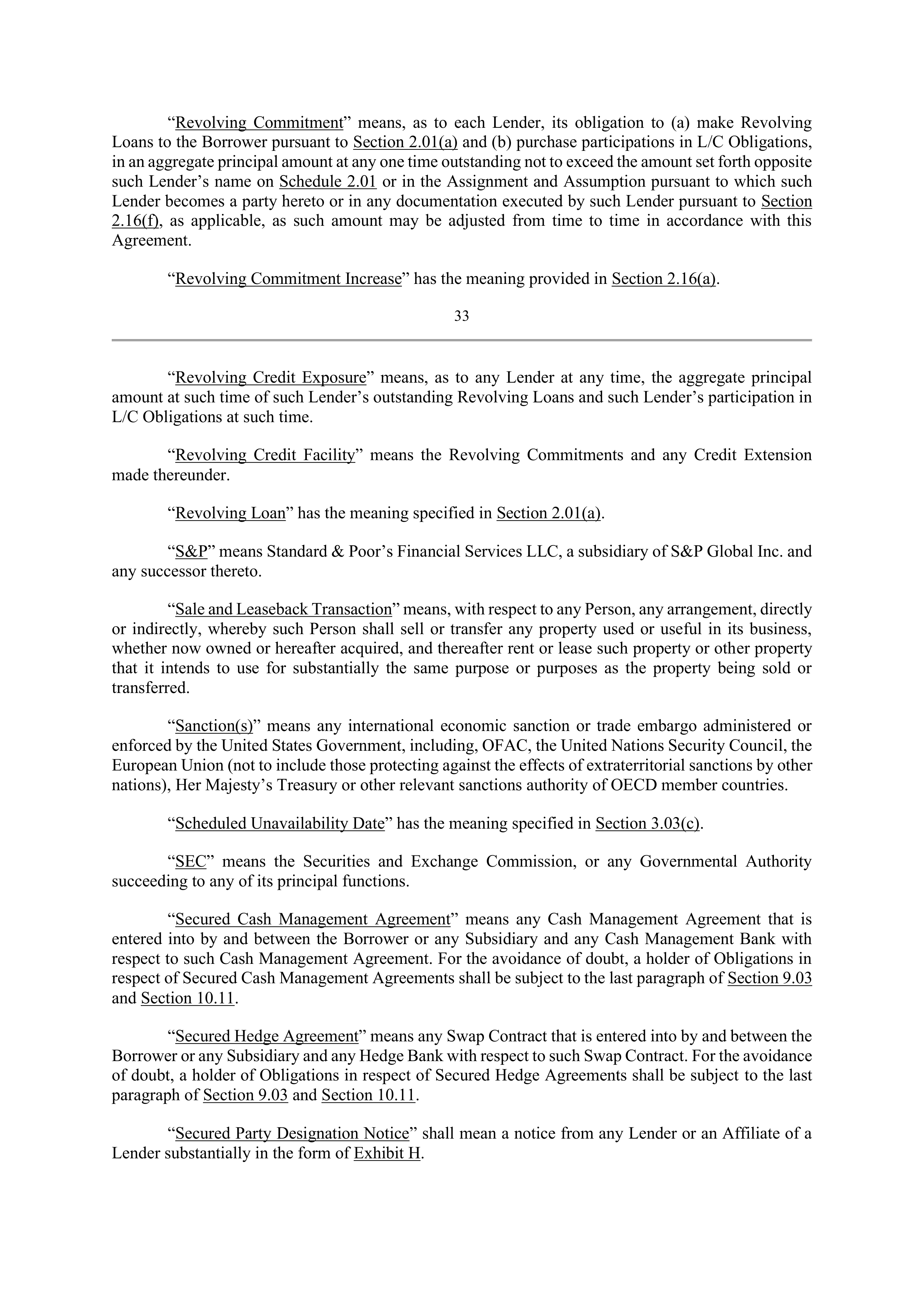 Bank of America Corporation Credit Agreement — page 38