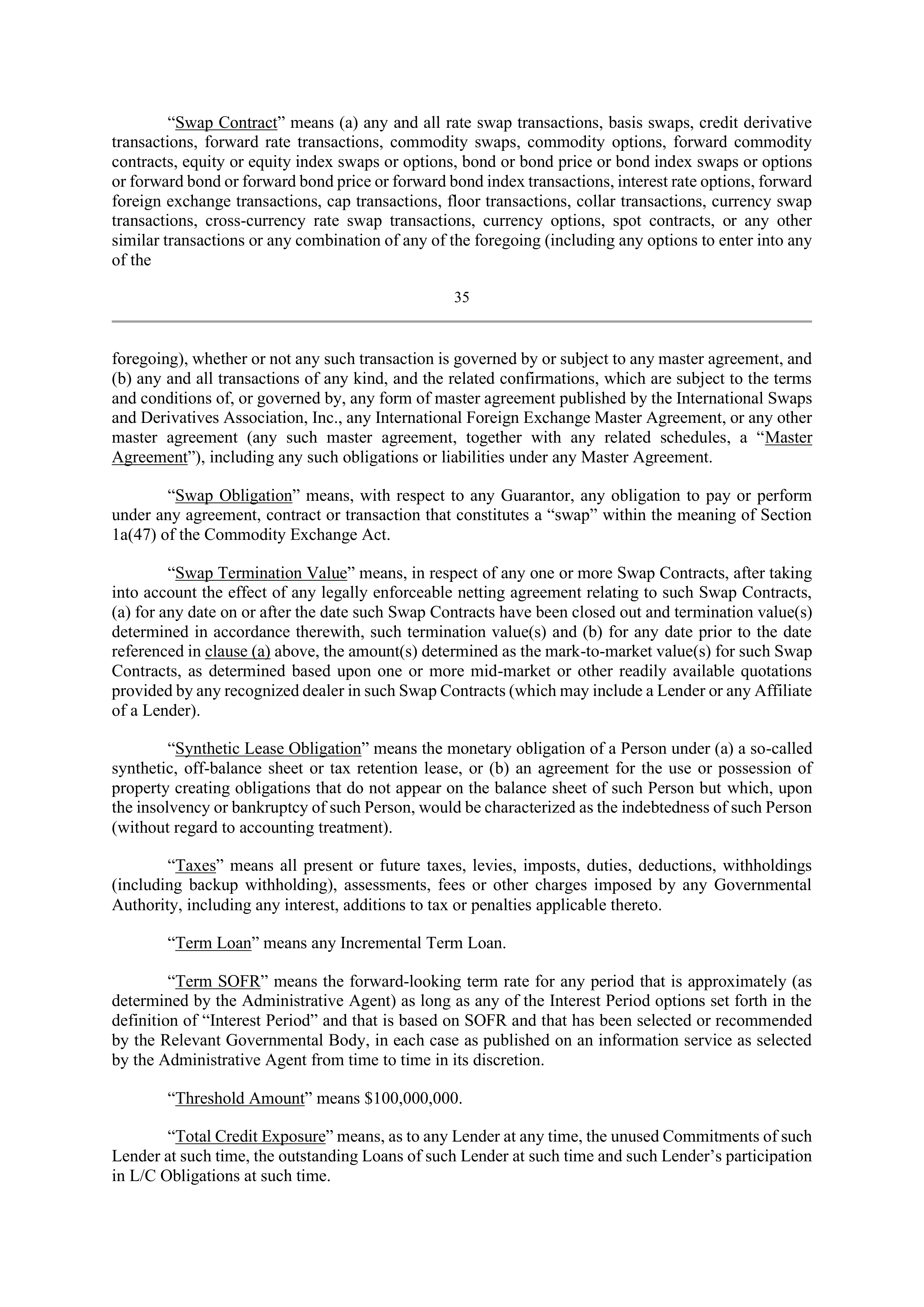 Bank of America Corporation Credit Agreement — page 40