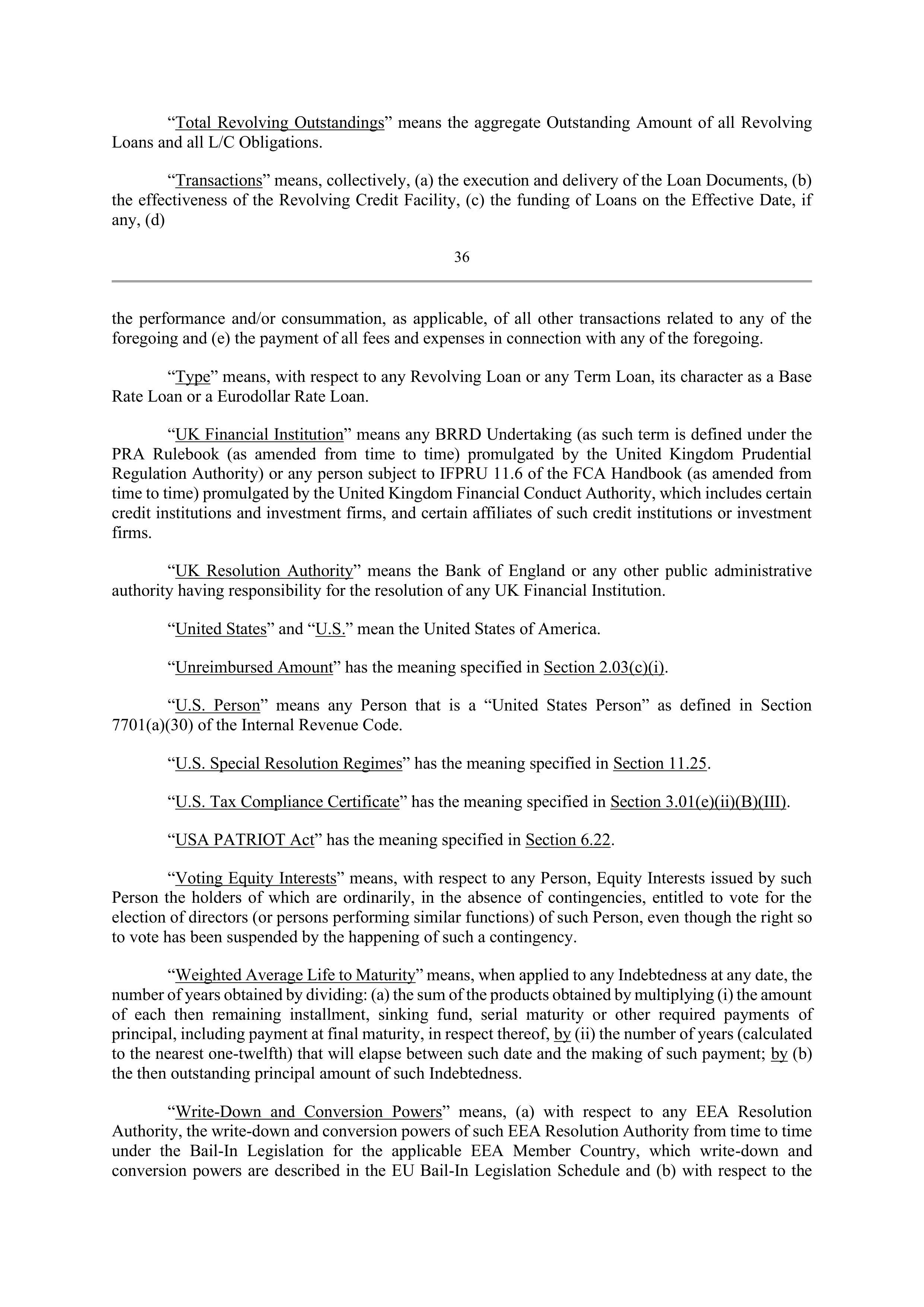 Bank of America Corporation Credit Agreement — page 41