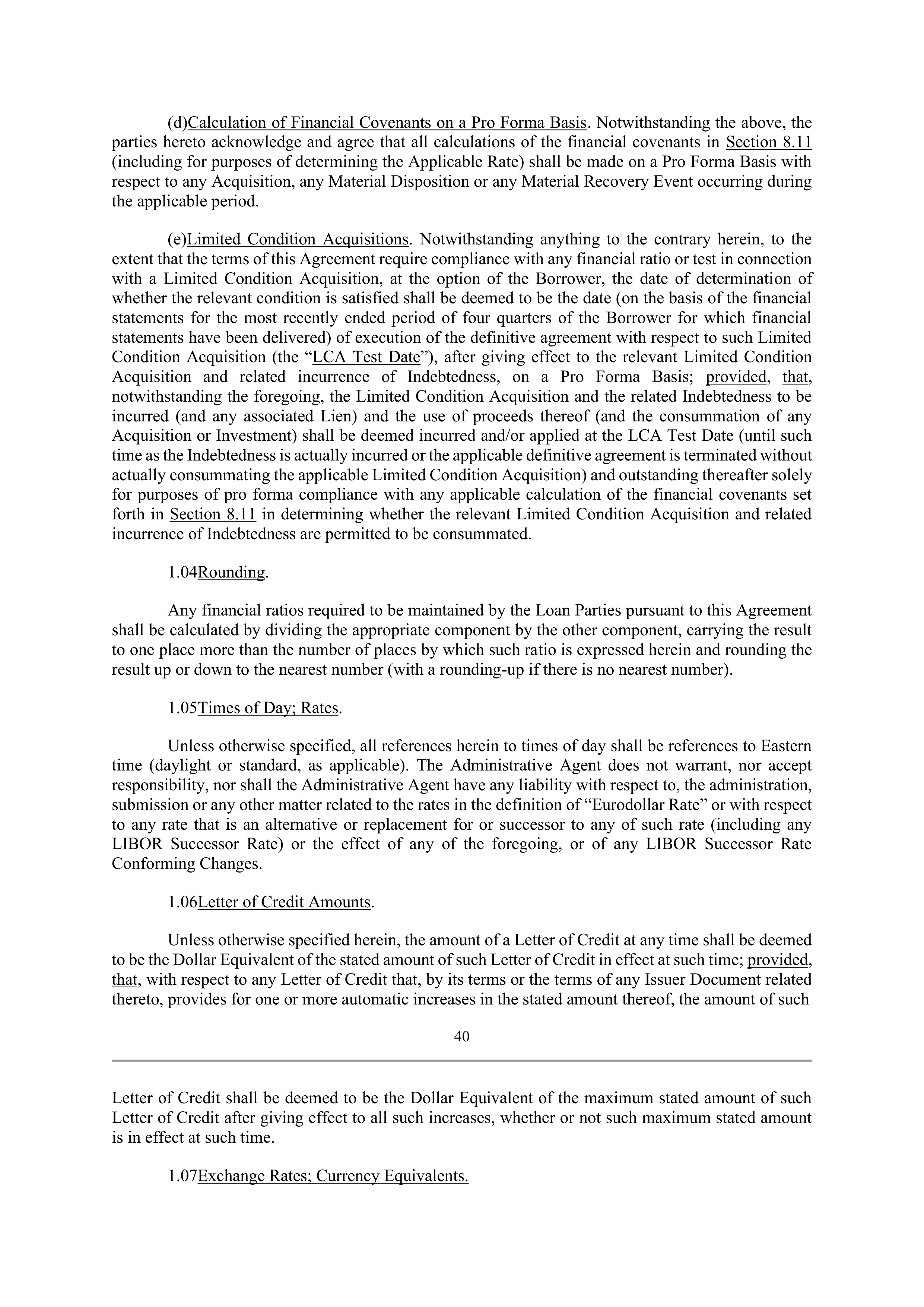 Bank of America Corporation Credit Agreement — page 44