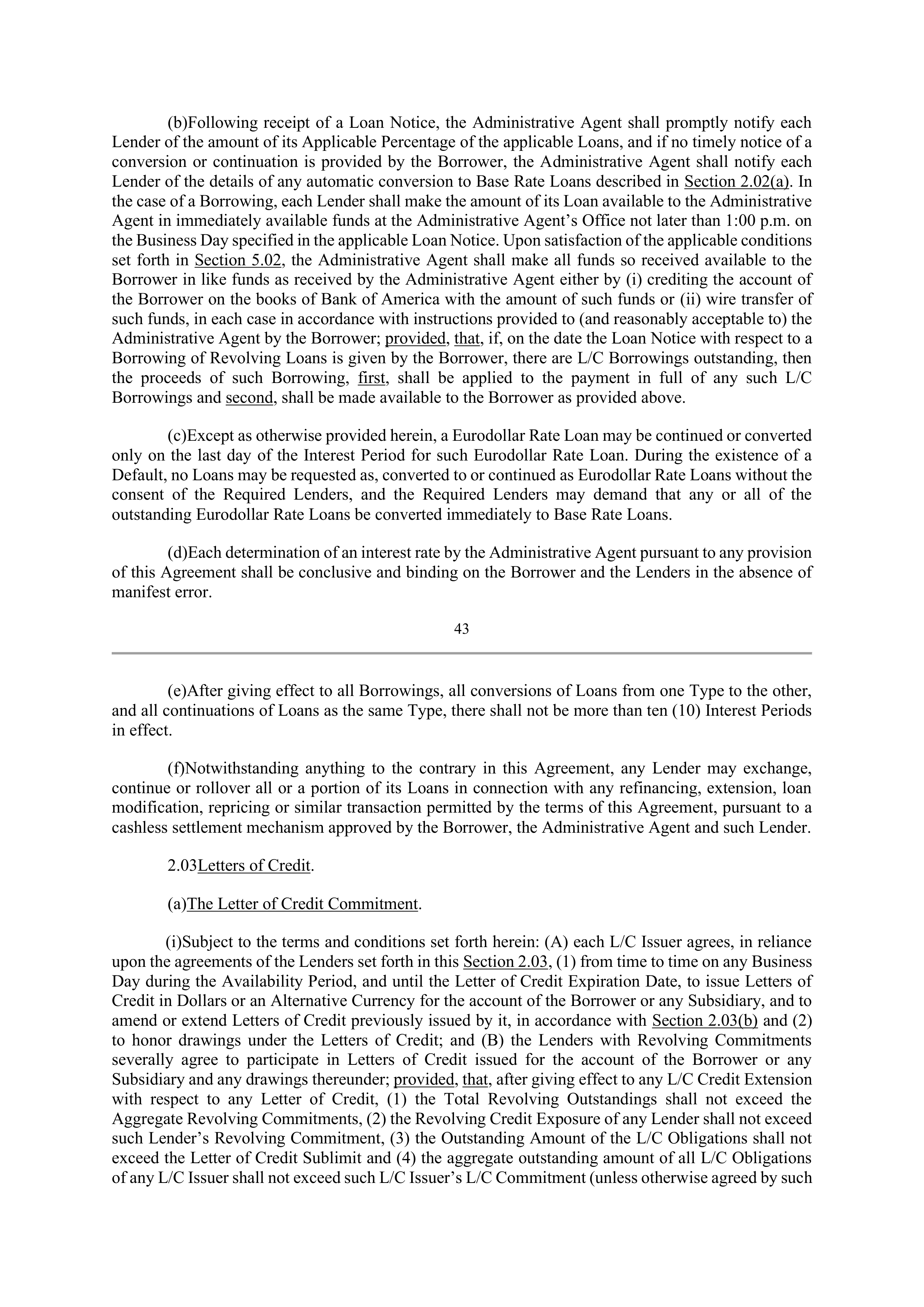 Bank of America Corporation Credit Agreement — page 47