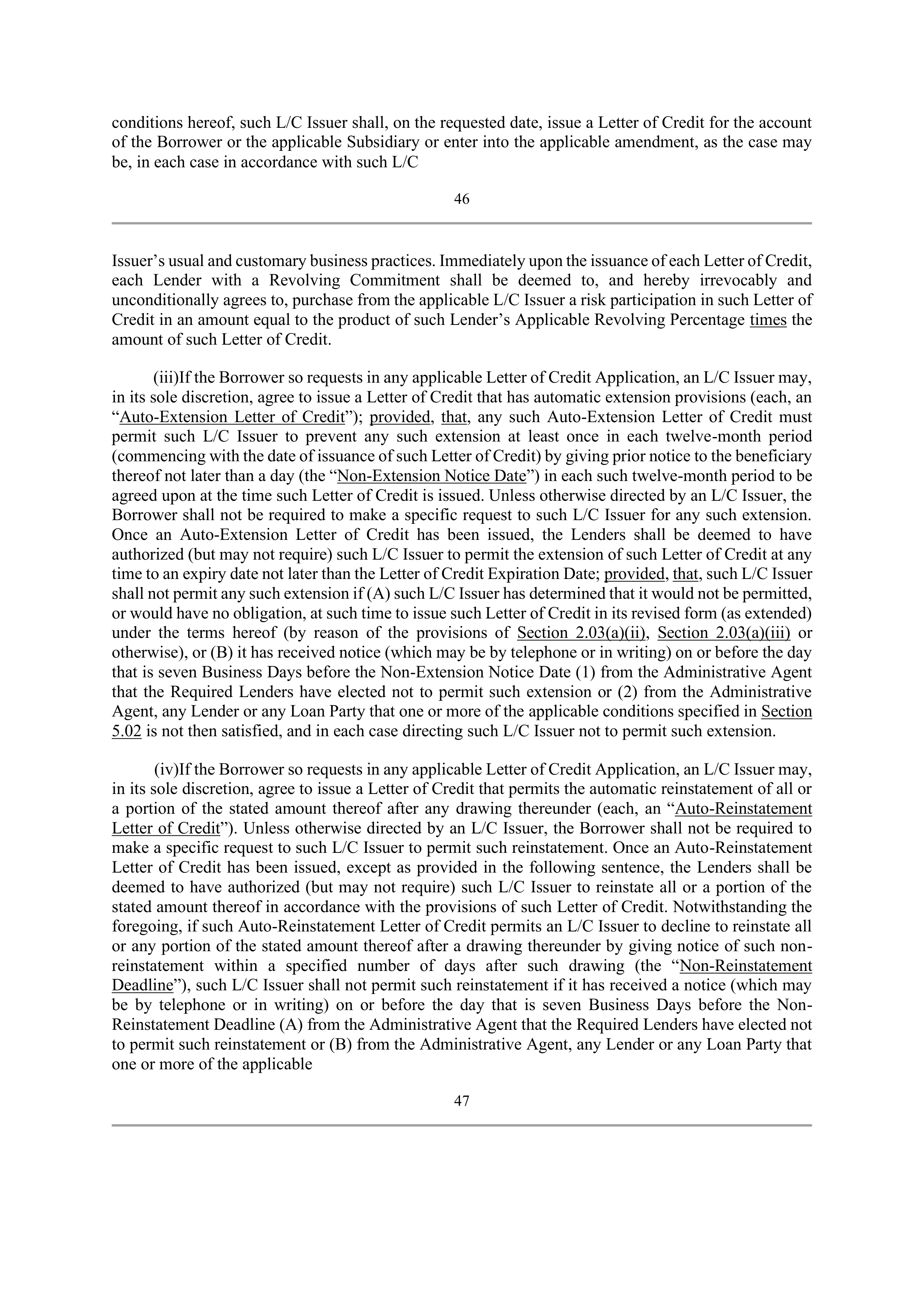 Bank of America Corporation Credit Agreement — page 50