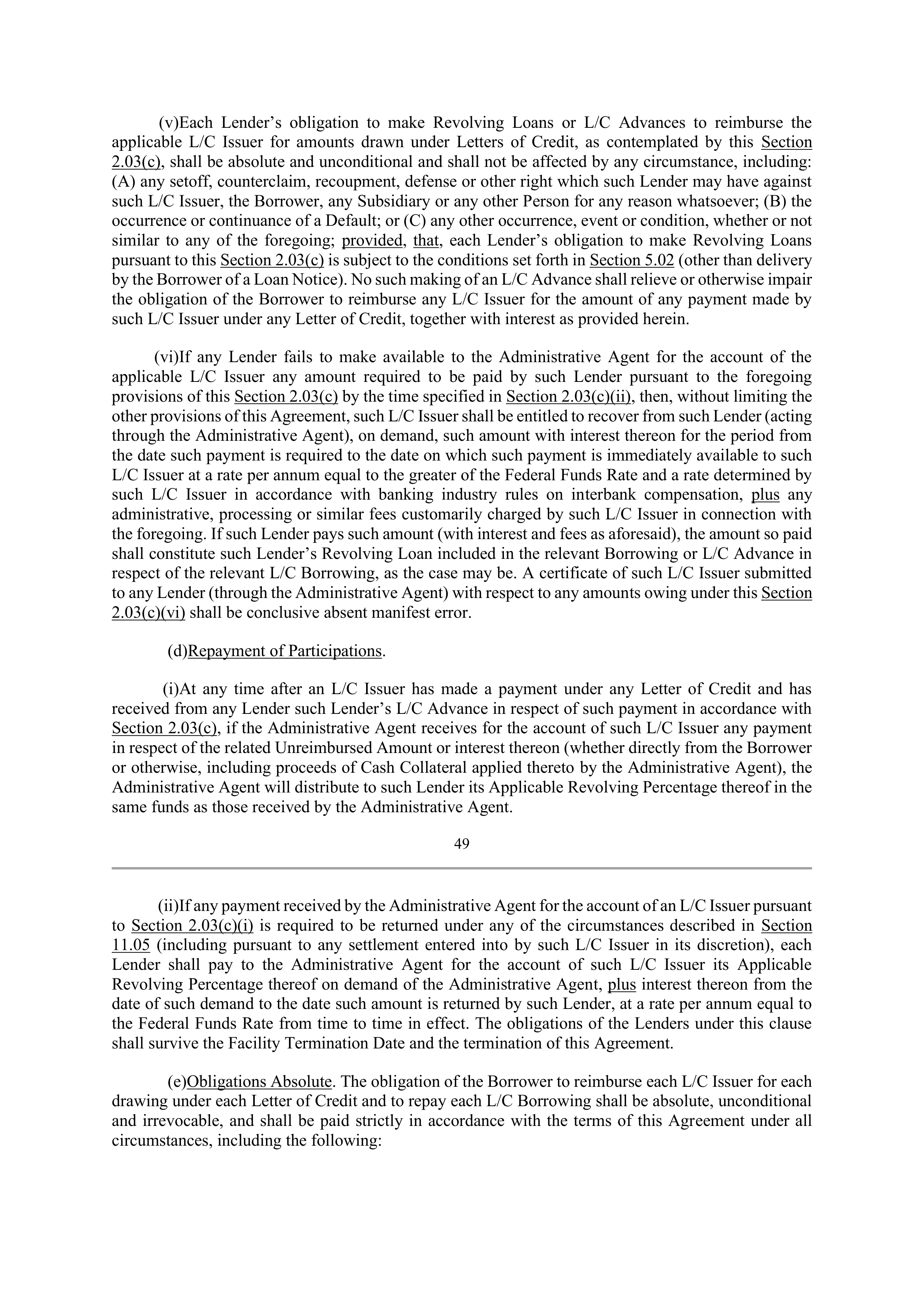 Bank of America Corporation Credit Agreement — page 52