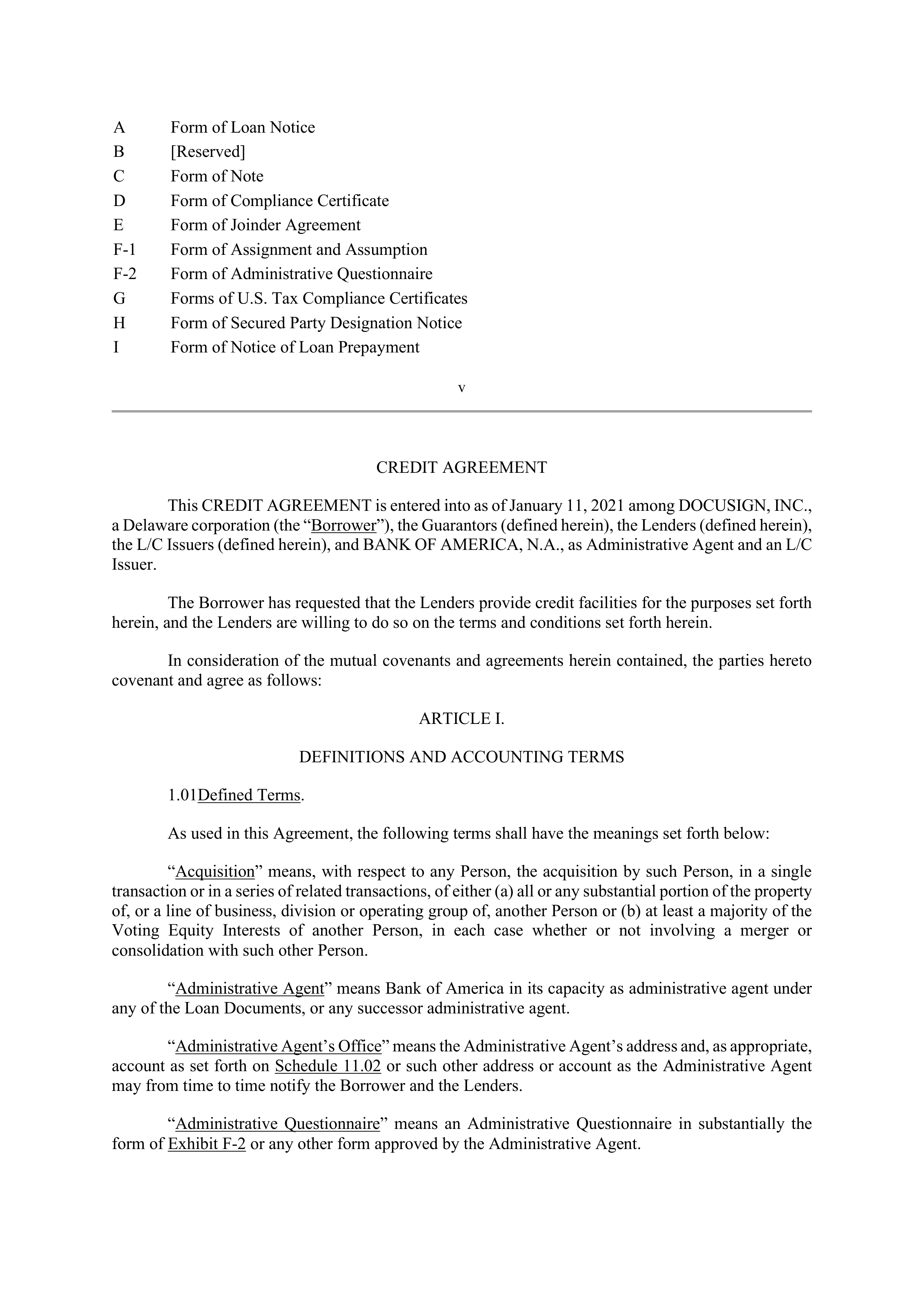 Bank of America Corporation Credit Agreement — page 6