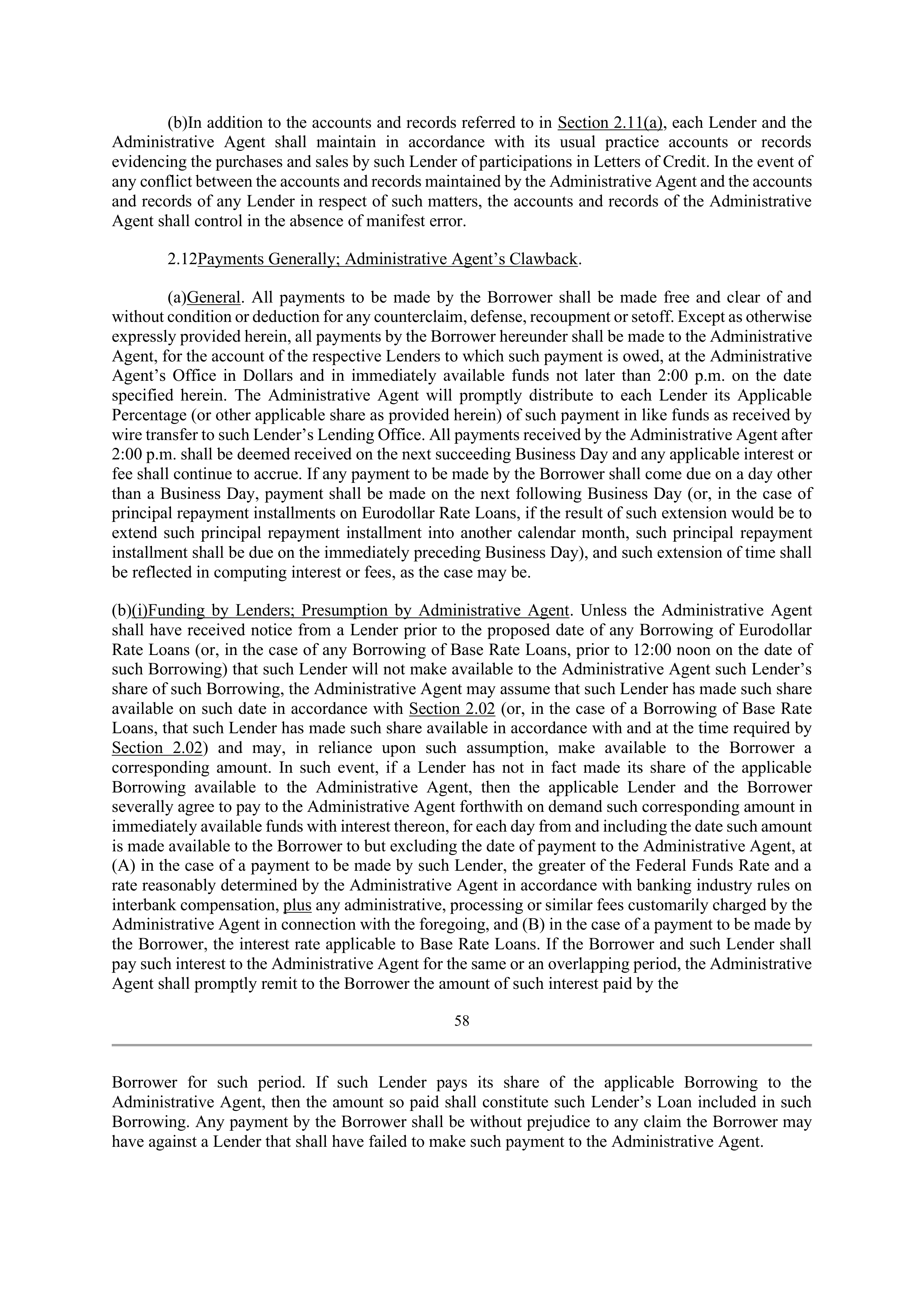 Bank of America Corporation Credit Agreement — page 60