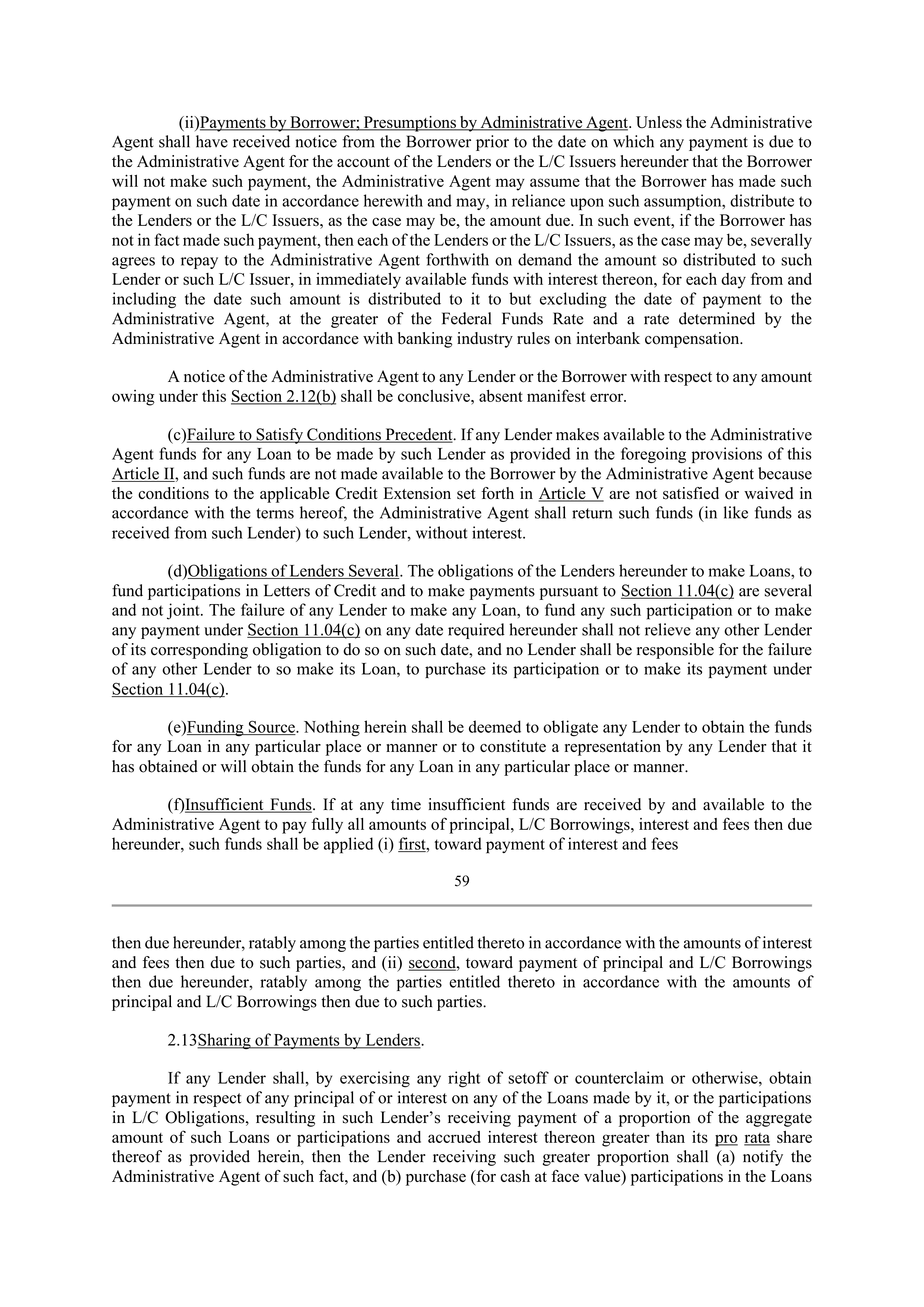 Bank of America Corporation Credit Agreement — page 61