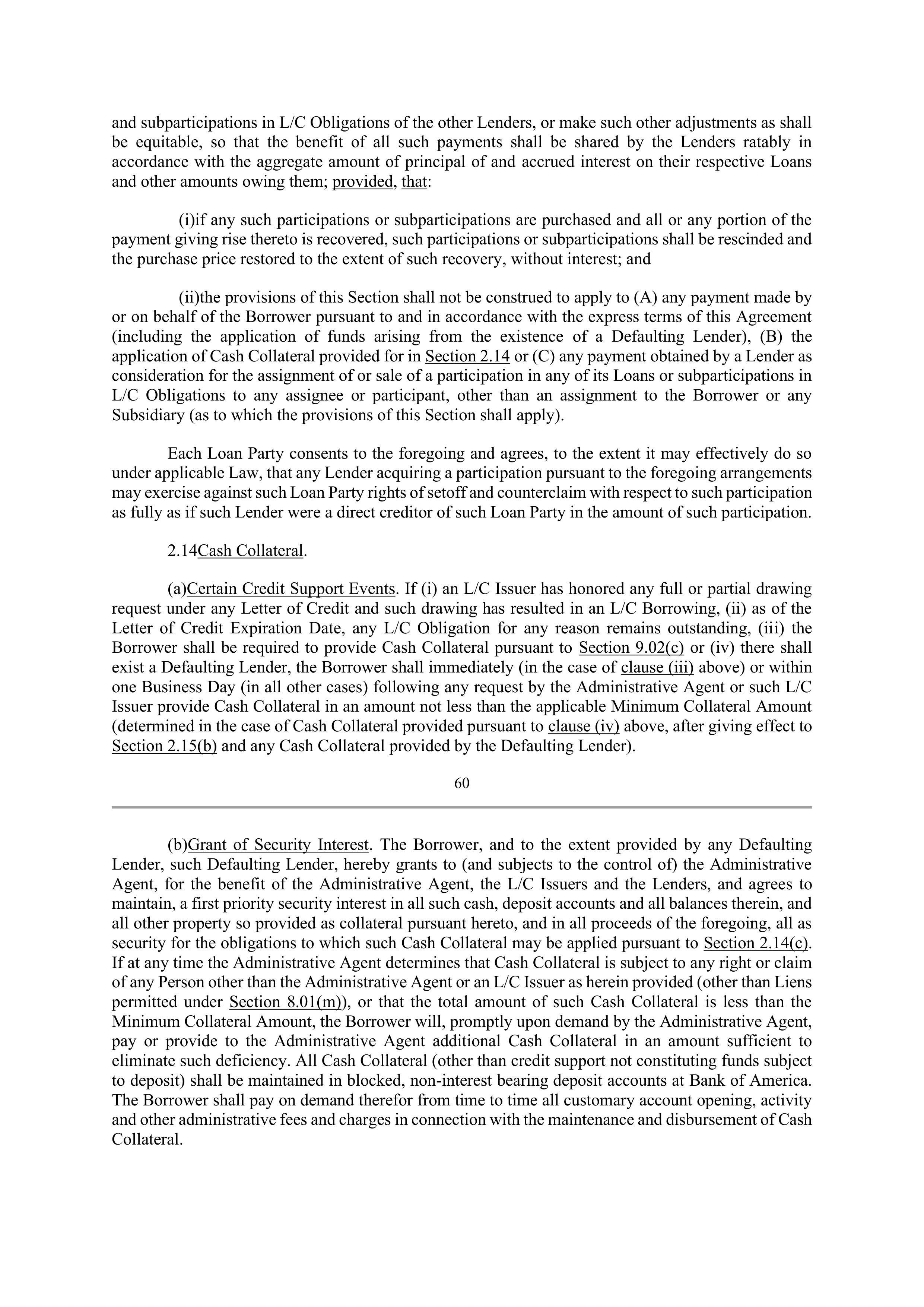 Bank of America Corporation Credit Agreement — page 62