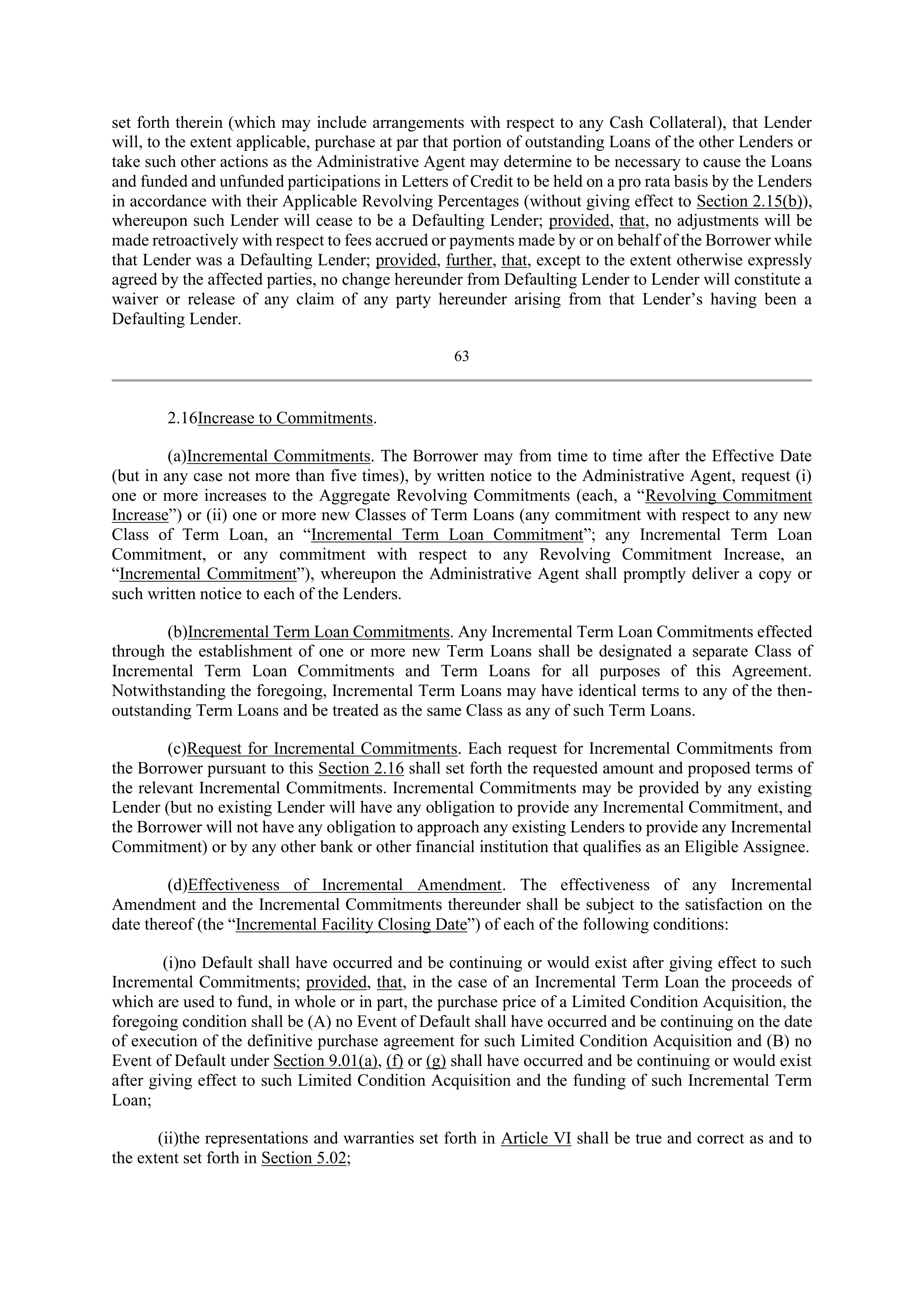 Bank of America Corporation Credit Agreement — page 65