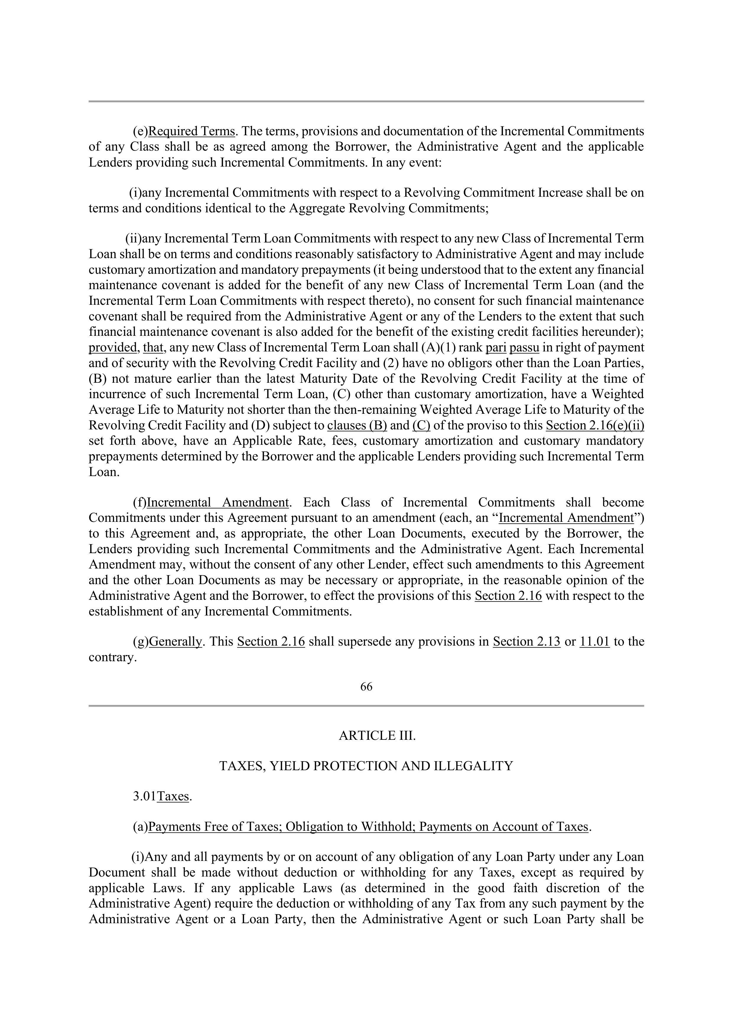 Bank of America Corporation Credit Agreement — page 67
