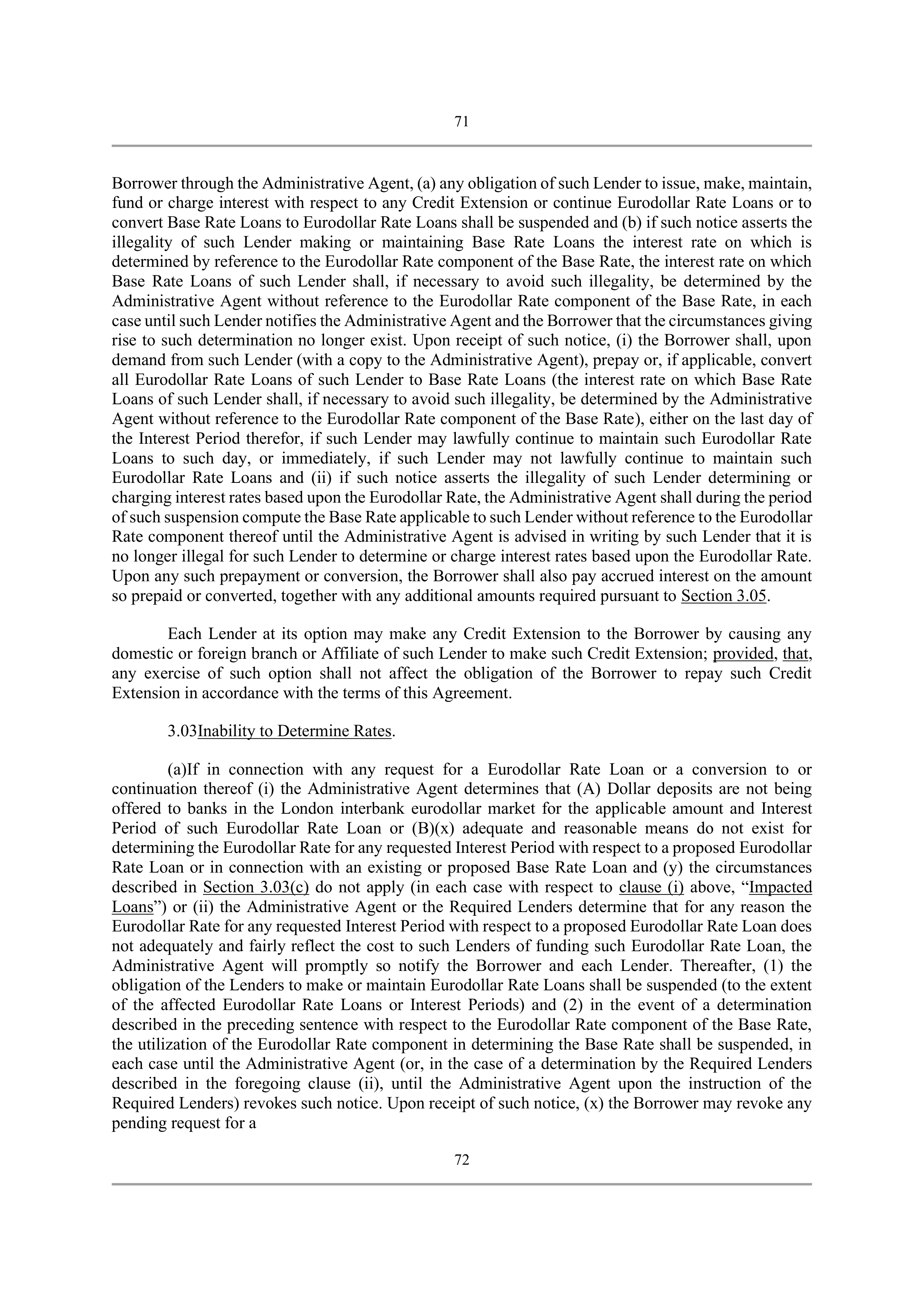 Bank of America Corporation Credit Agreement — page 72