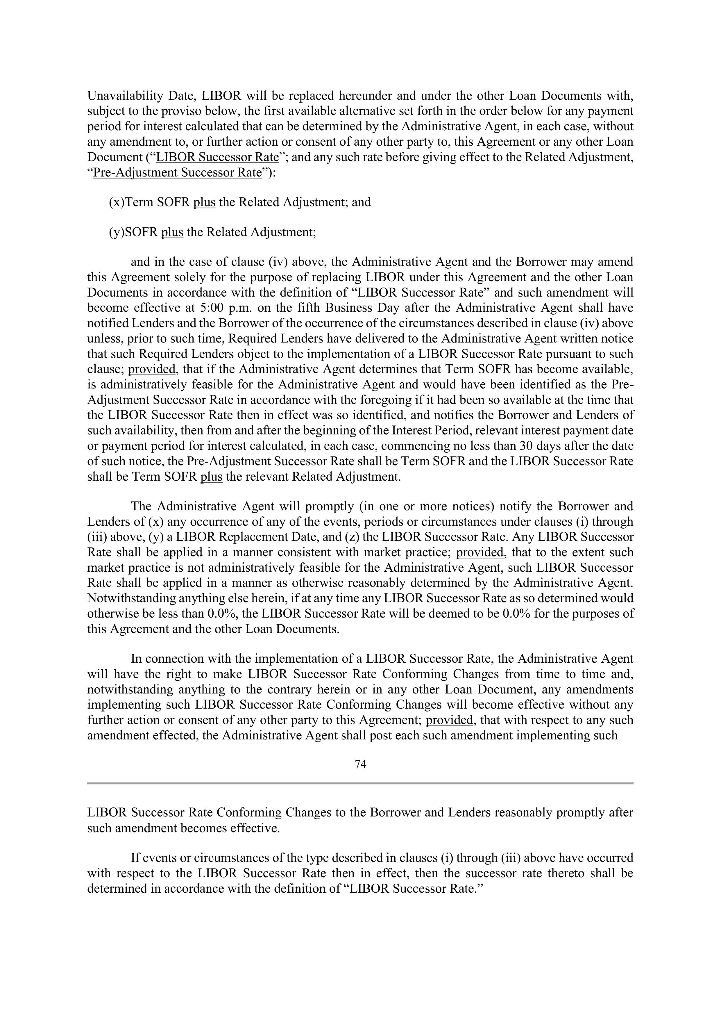 Bank of America Corporation Credit Agreement — page 74