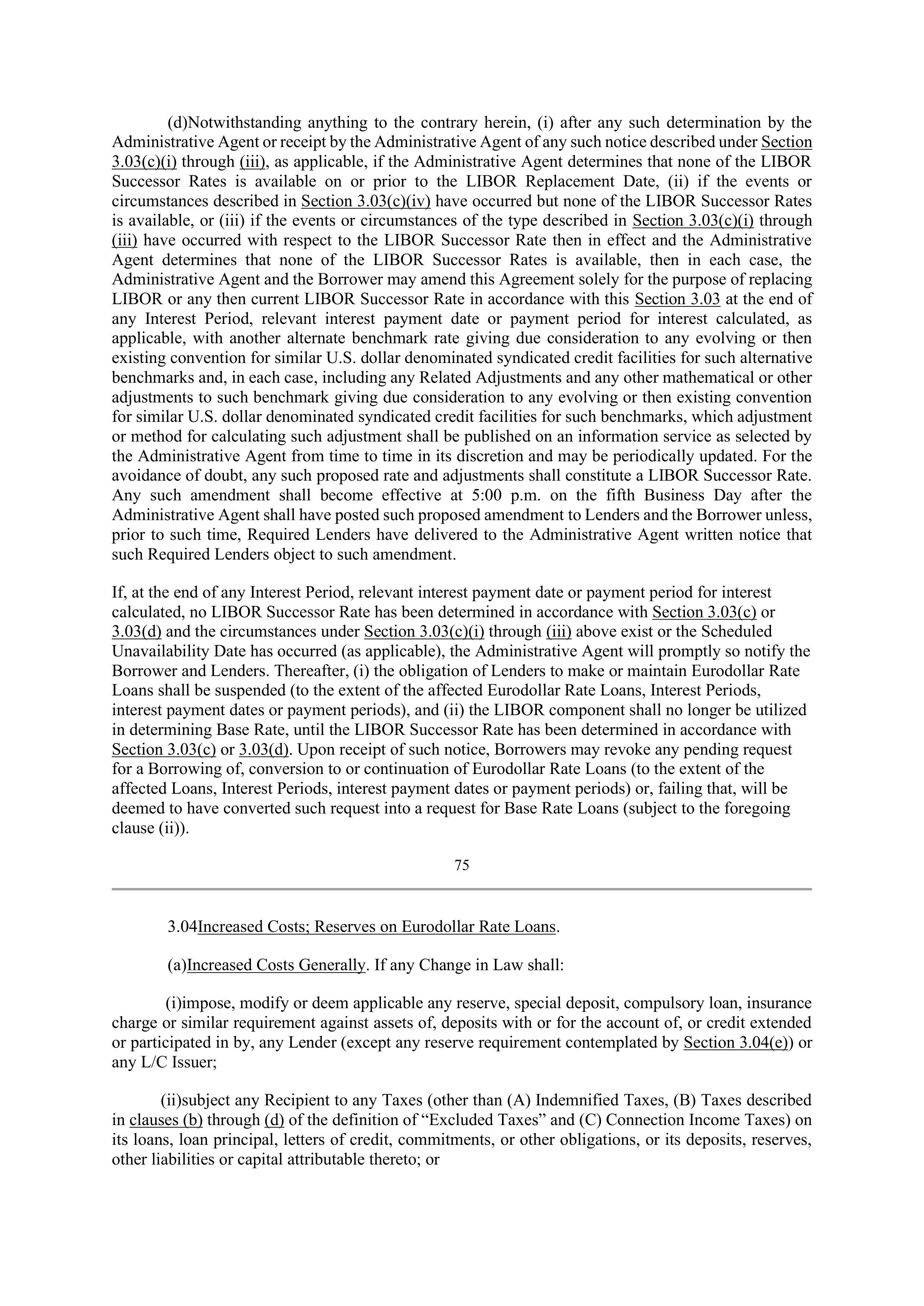 Bank of America Corporation Credit Agreement — page 75