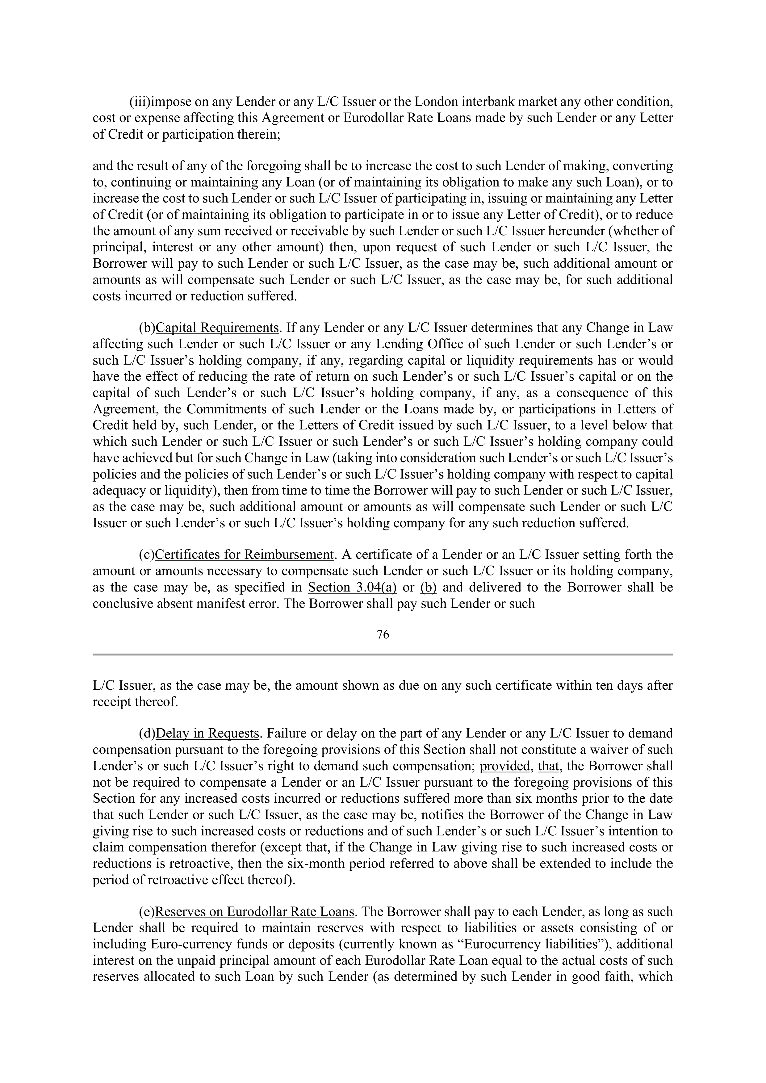 Bank of America Corporation Credit Agreement — page 76