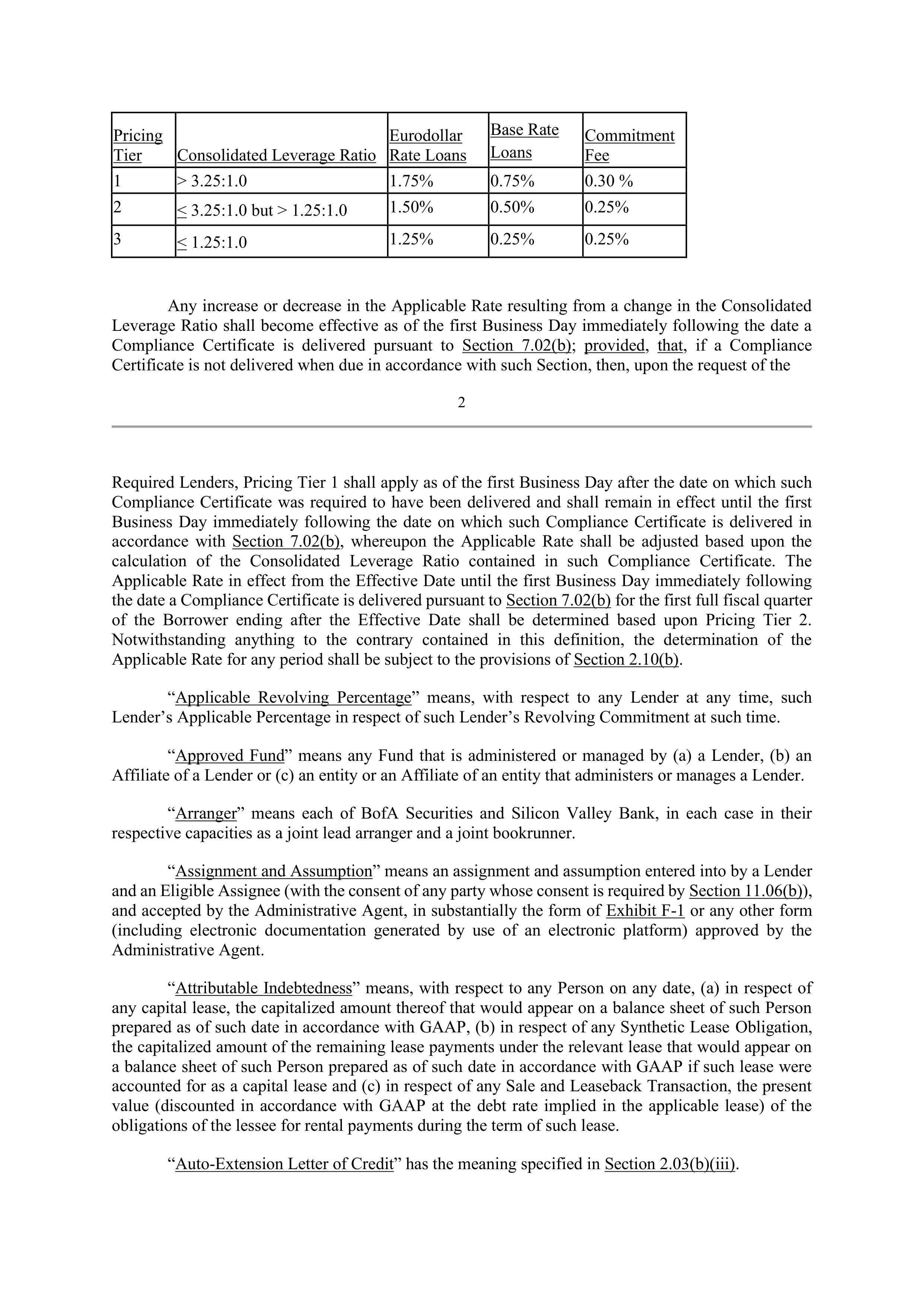 Bank of America Corporation Credit Agreement — page 8