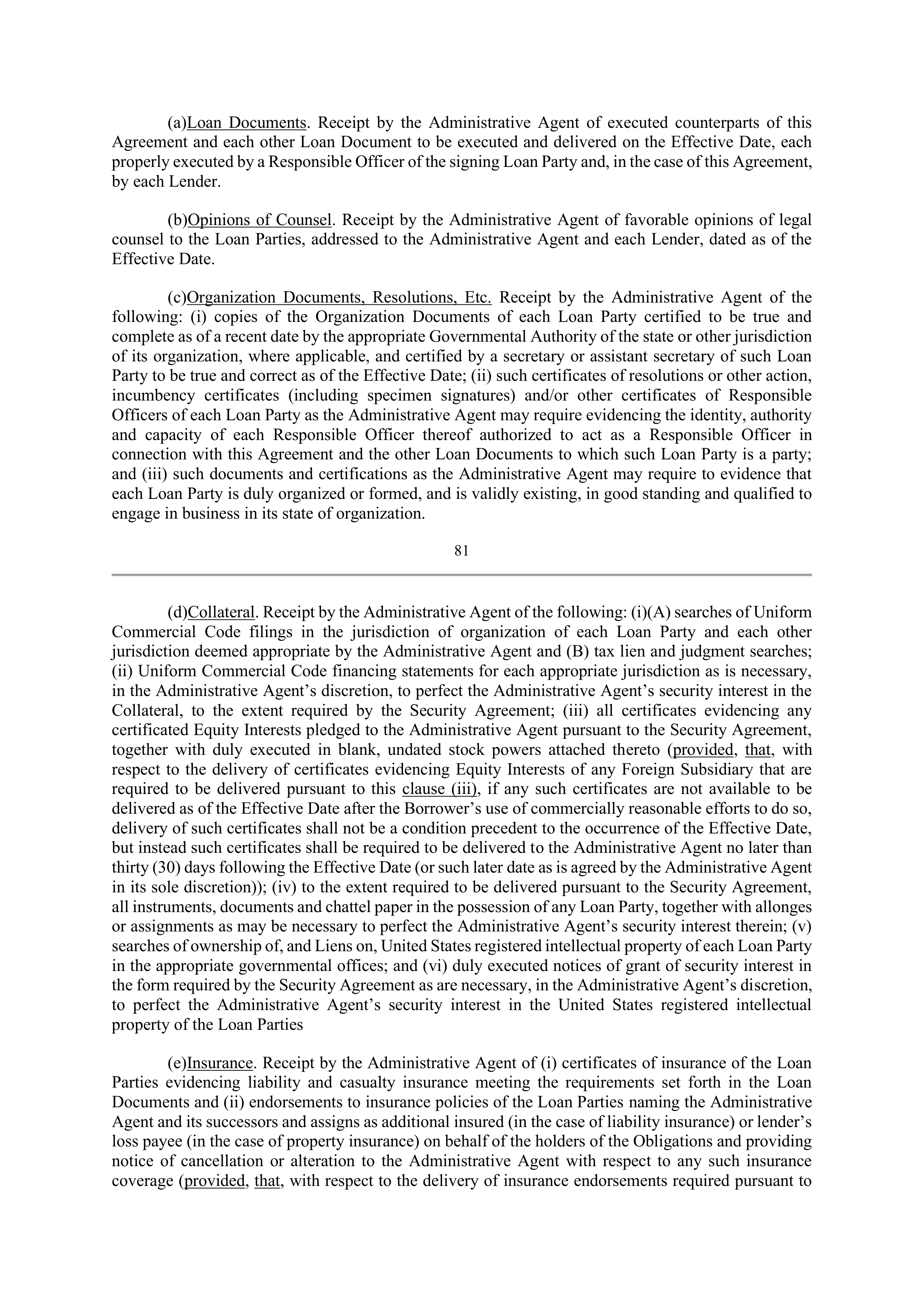 Bank of America Corporation Credit Agreement — page 81