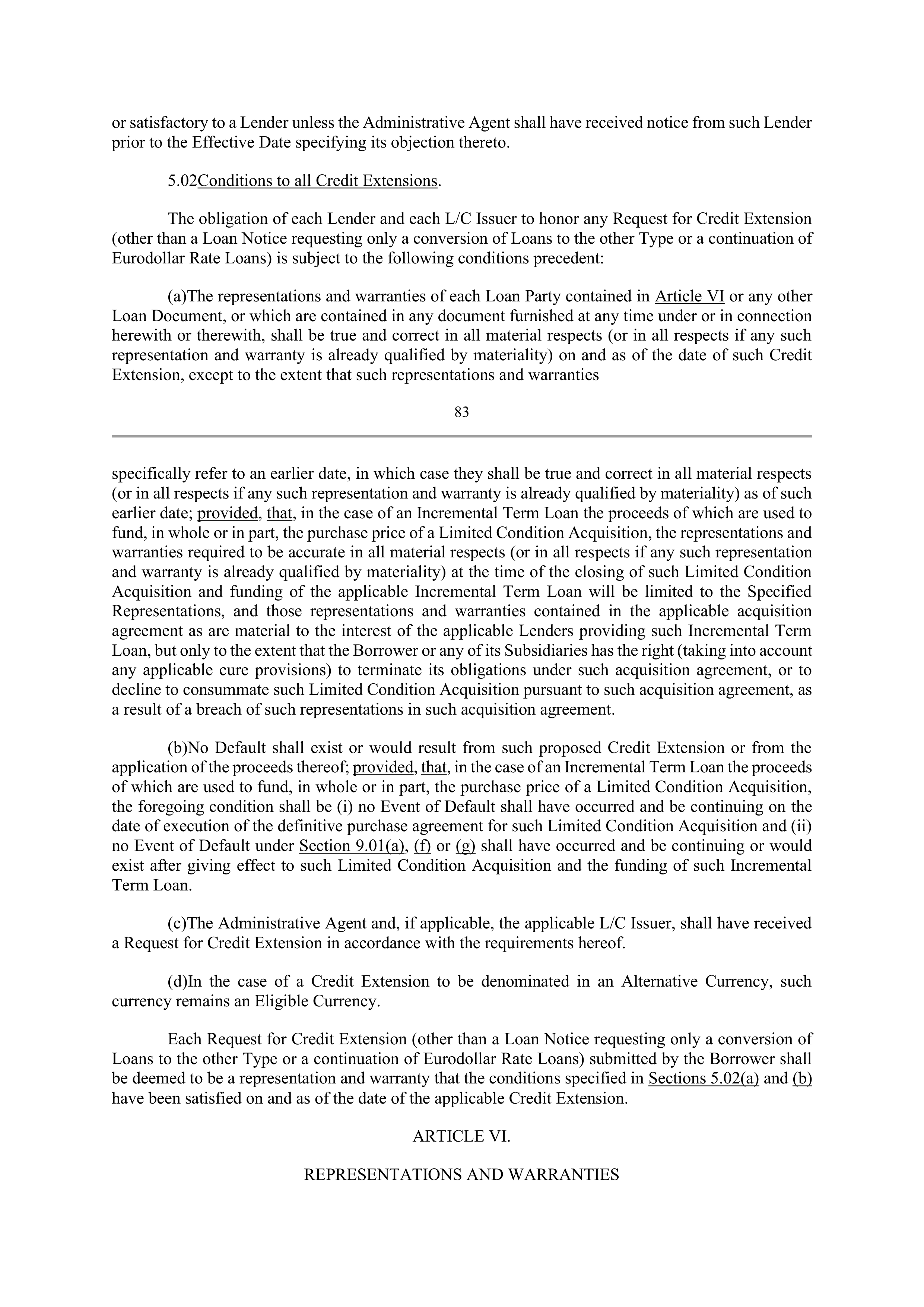 Bank of America Corporation Credit Agreement — page 83