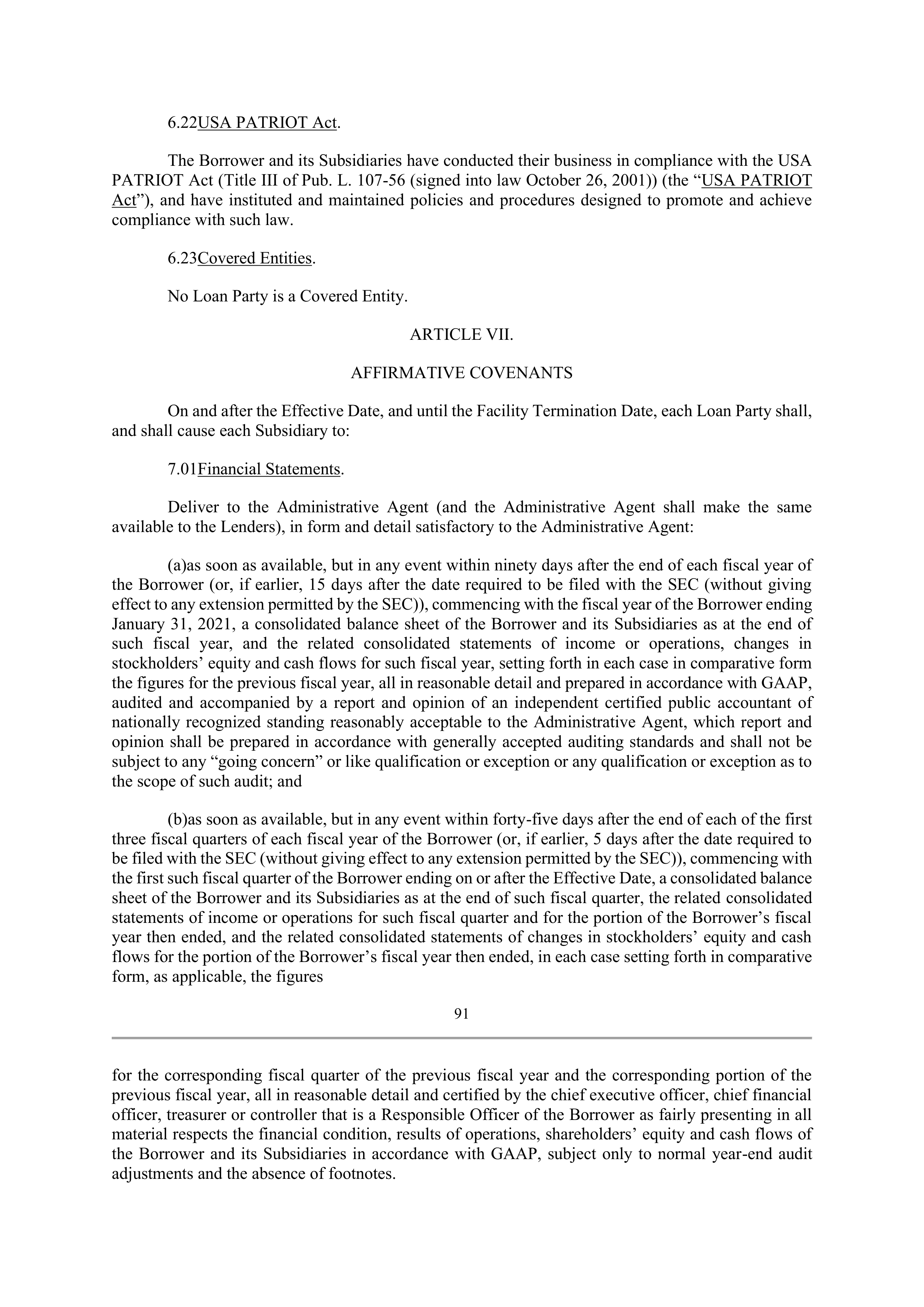 Bank of America Corporation Credit Agreement — page 90